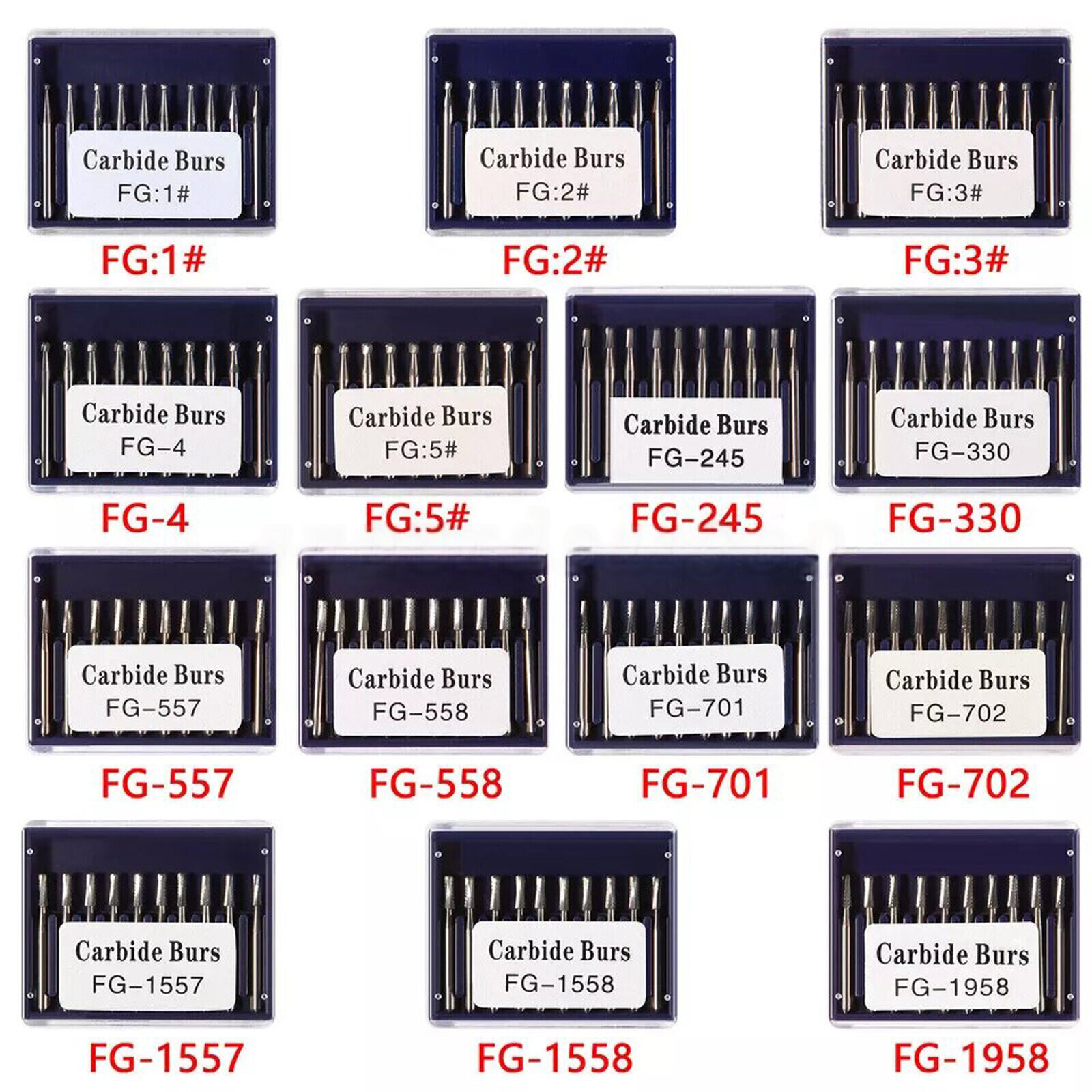 Dental Surgical/Tungsten Steel Carbide Burs FG For High Speed Handpiece ALL Size