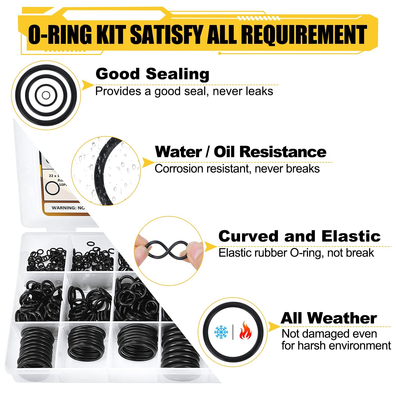1.8mm Cross Section O-Rings NBR Nitrile Rubber 5.4 -133mm OD Oil Resistant Seals