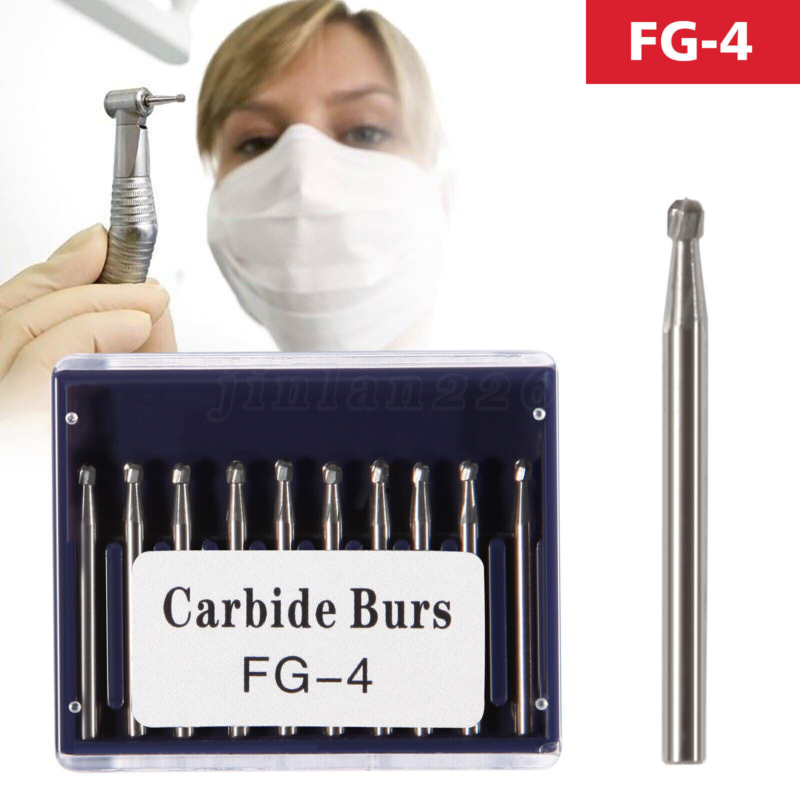 10-100pcs Dental Tugsten Round Carbide Burs FG 1-8 Bur for High Speed Handpiece