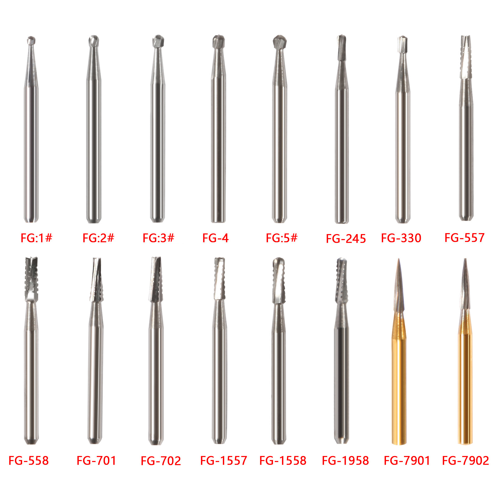 SANDENT Dental Round Tungsten Steel Carbide Burs FG for High Speed Handpiece TO