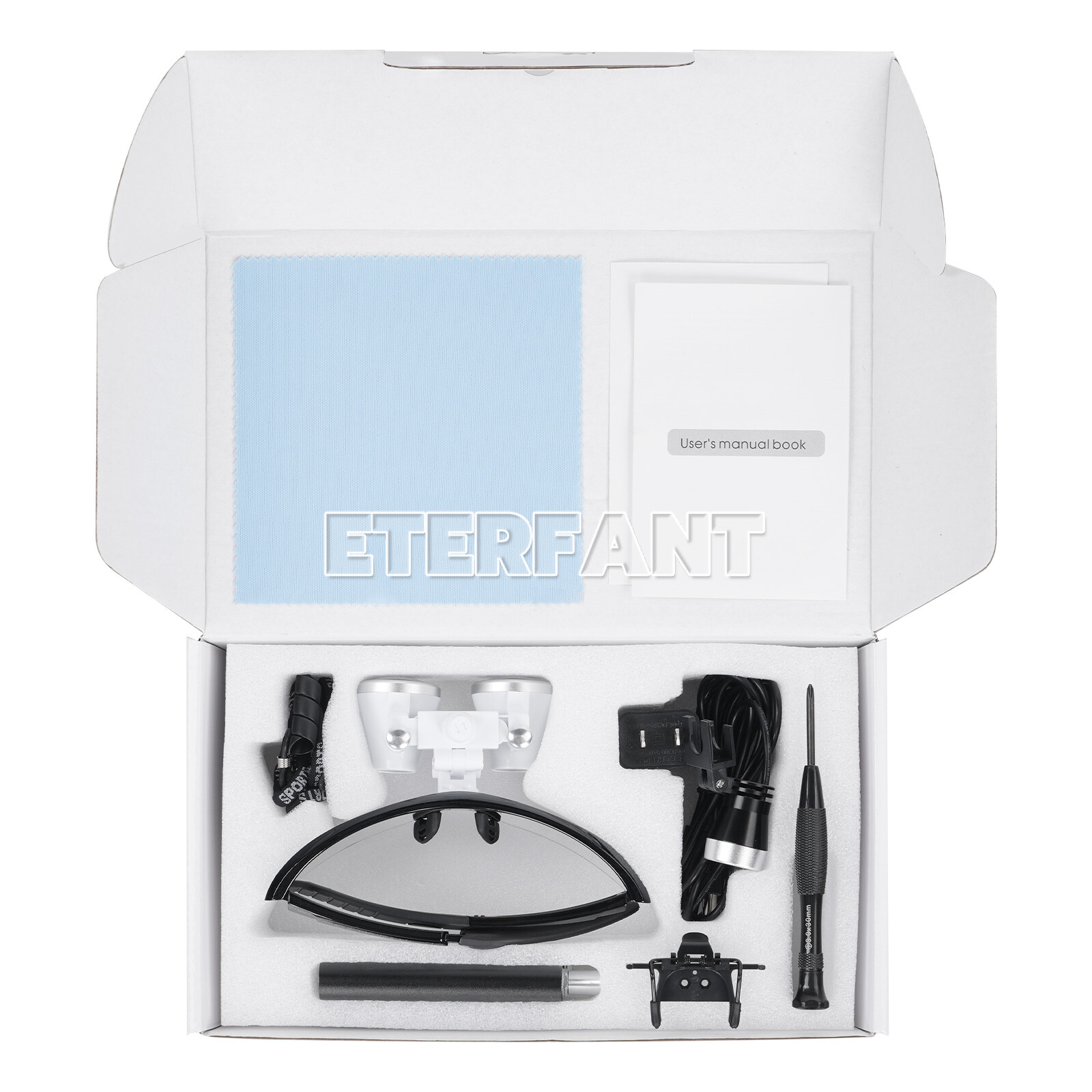 ETERFANT Dental 3.5x Magnifier Medical Binocular Loupes+3W LED Head Light Lamp