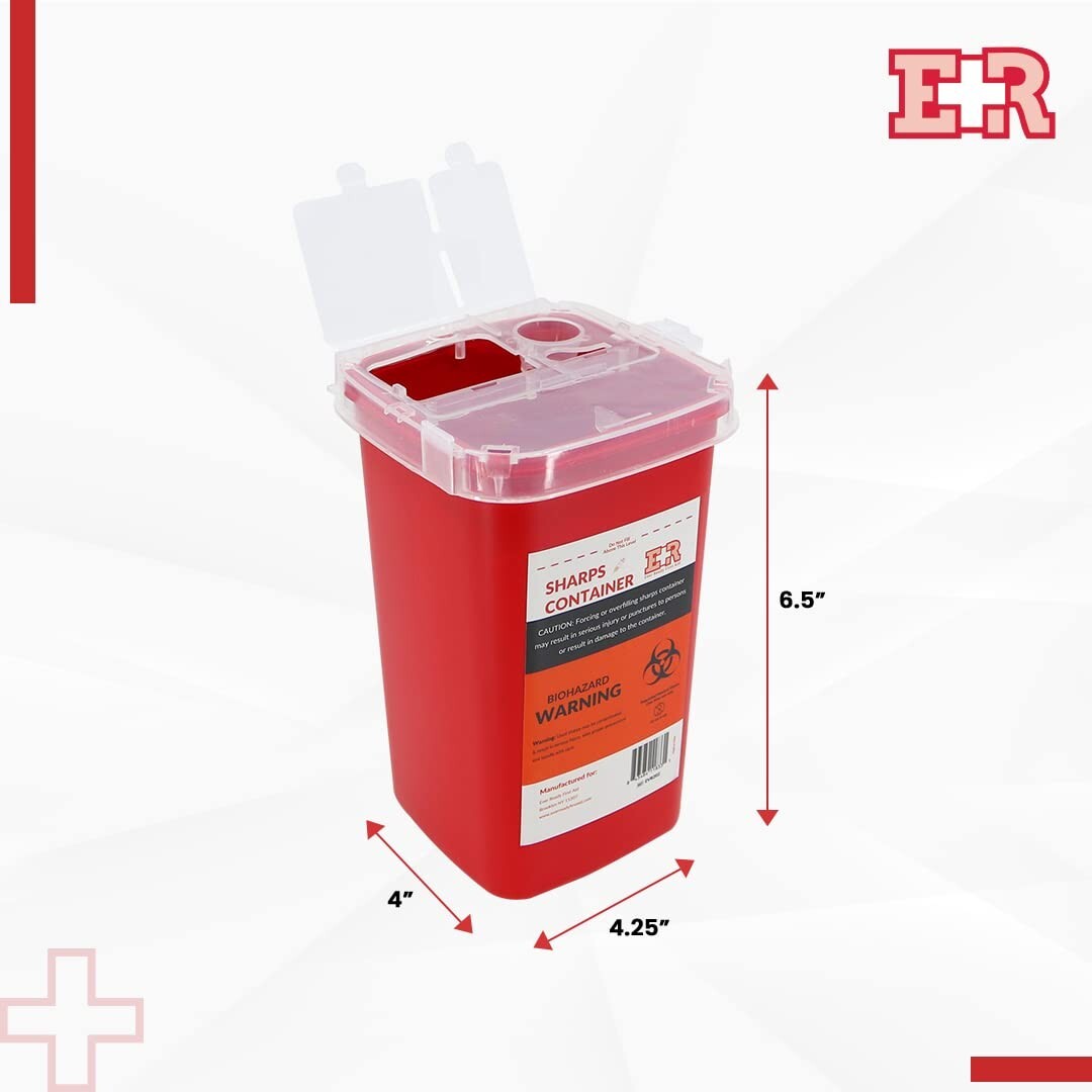 Ever Ready EVR202 Sharps Container Waste Disposal 1 Quarts / 32oz – RED 3PCS