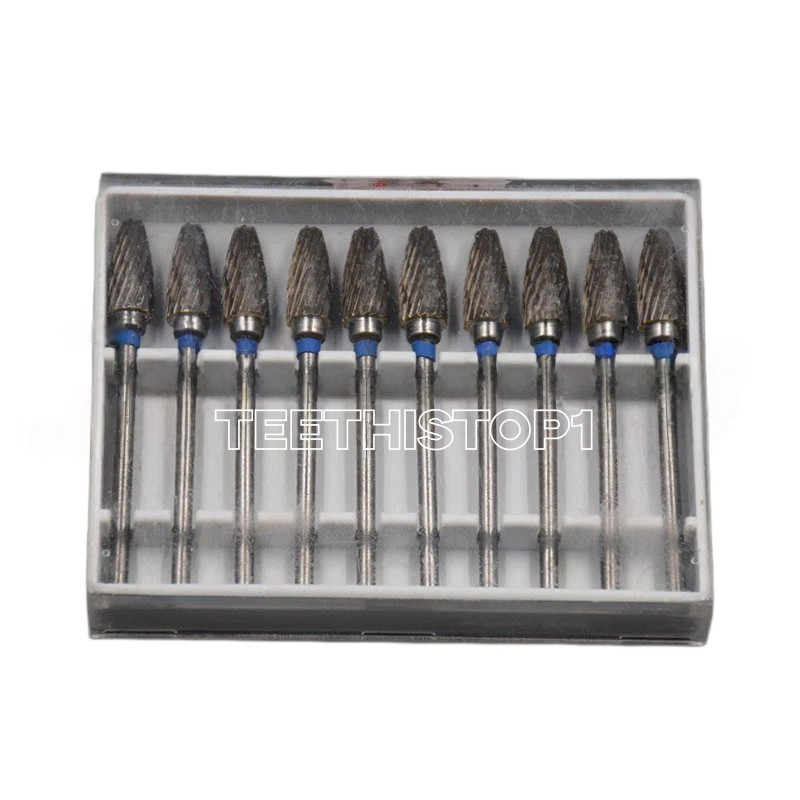 10x Dental Burs Acrylic Polisher Drills Burrs Tungsten Carbide Steel 2.35*6mm F6