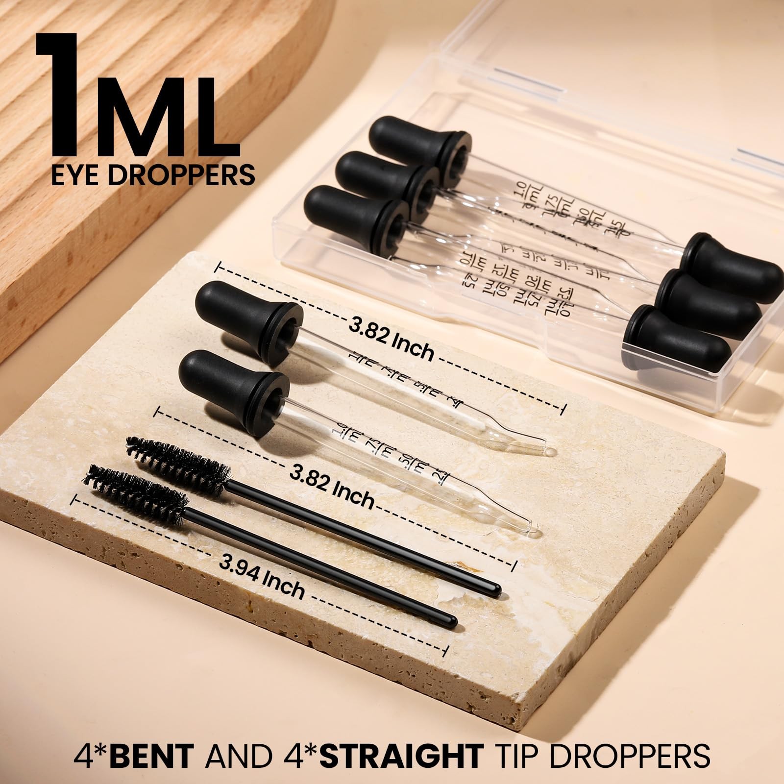 Teenitor 10pcs Eye Dropper 8pcs Glass Pipettes and 2pcs Black