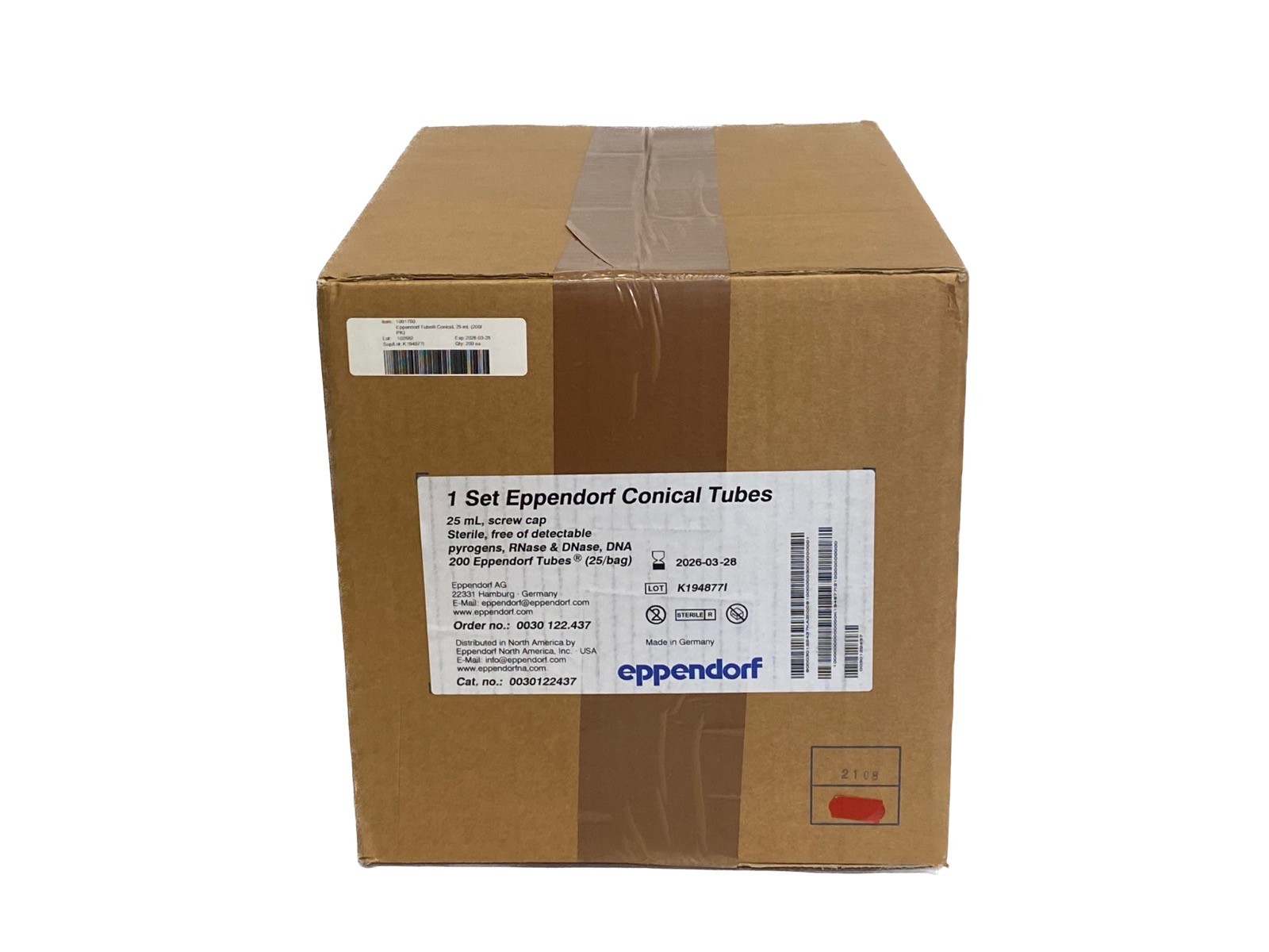 (200/Cs) EPPENDORF 25mL Polypropylene Conical Centrifuge Tubes 0030122437