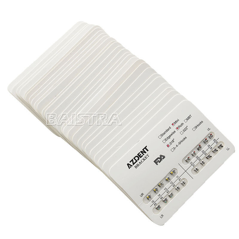 AZDENT Brackets de Ortodoncia Dental Estándar Roth MBT.022/018 con Ganchos 3/345