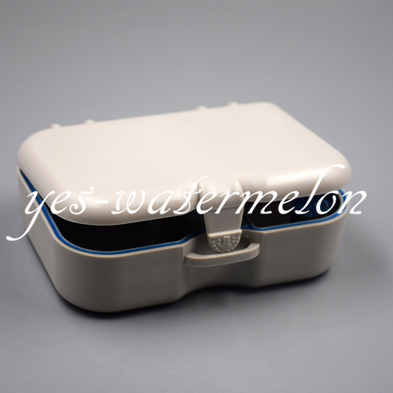 1 Set Dental Denture Storage False Teeth Box Case With Mirror and Clean Brush