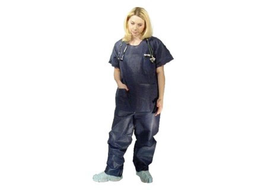 Dukal Scrub Pants Disposable Adult Spunbond Unisex Dark Blue Size Medium, 50 Ct