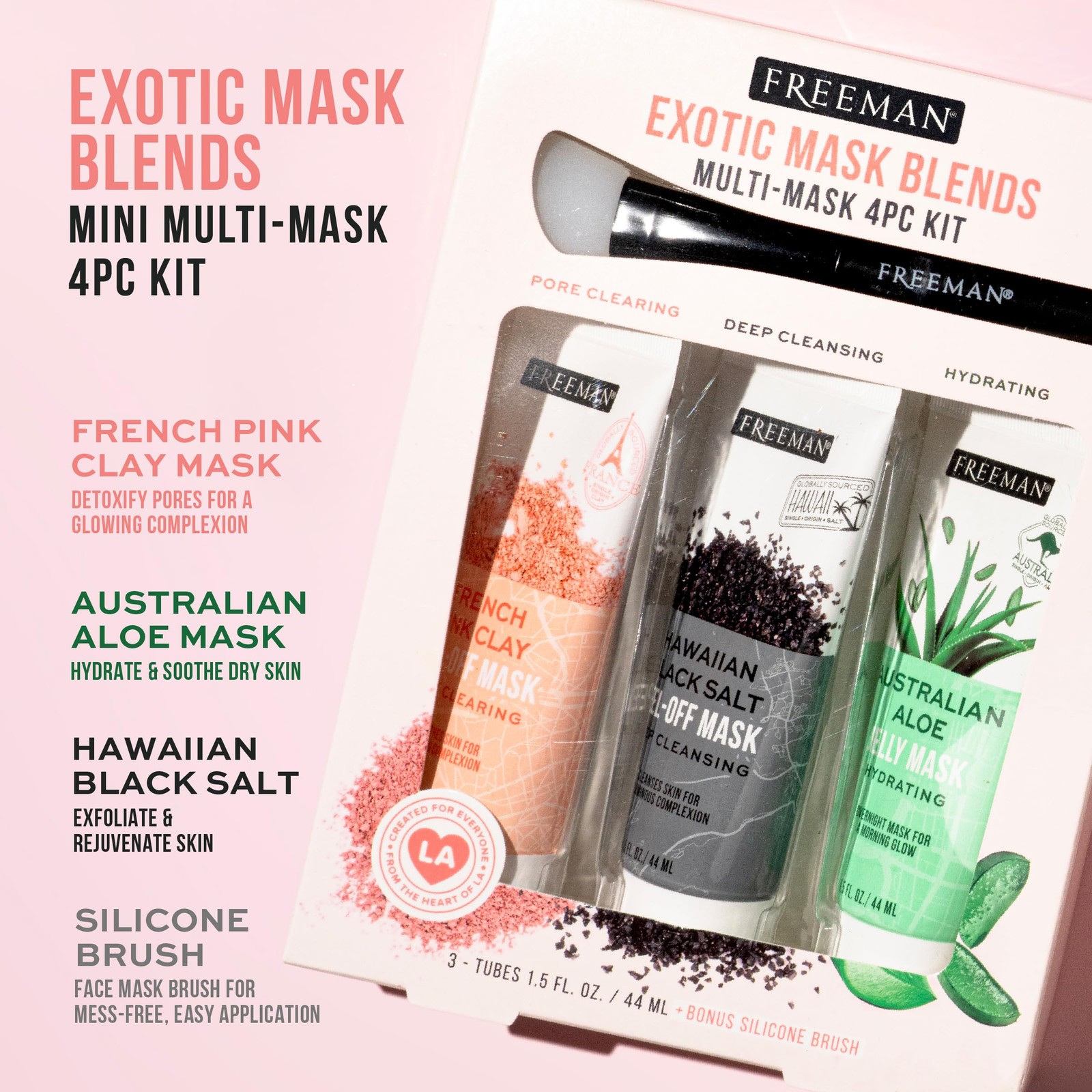 Freeman Exotic Blends Facial Mask 4 Piece 1.5 Fl Oz (Pack of 3), Assorted