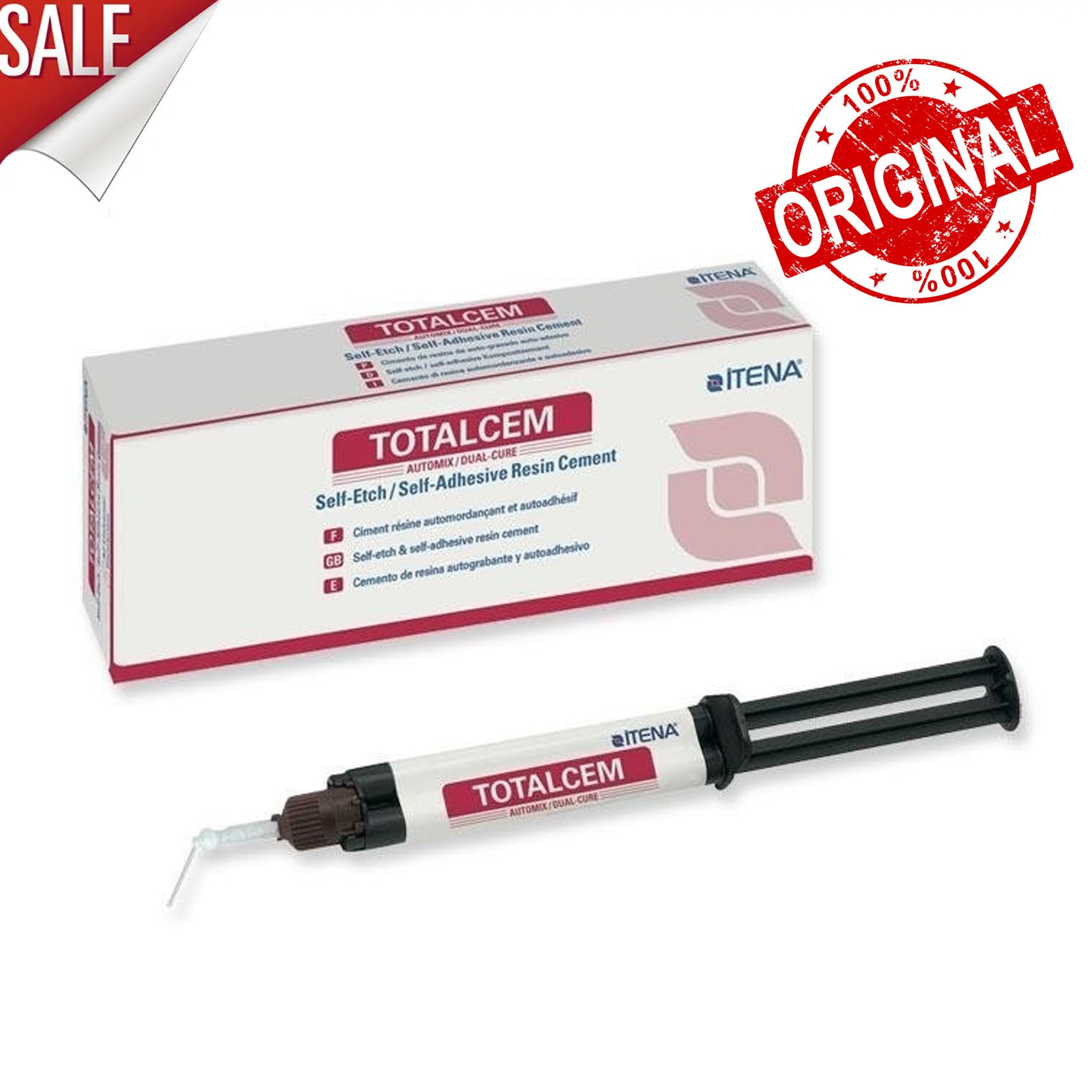 Total Cem by Itena 8 gm Self Etch, Self Adhesive Resin Cement +Tips Long EXP