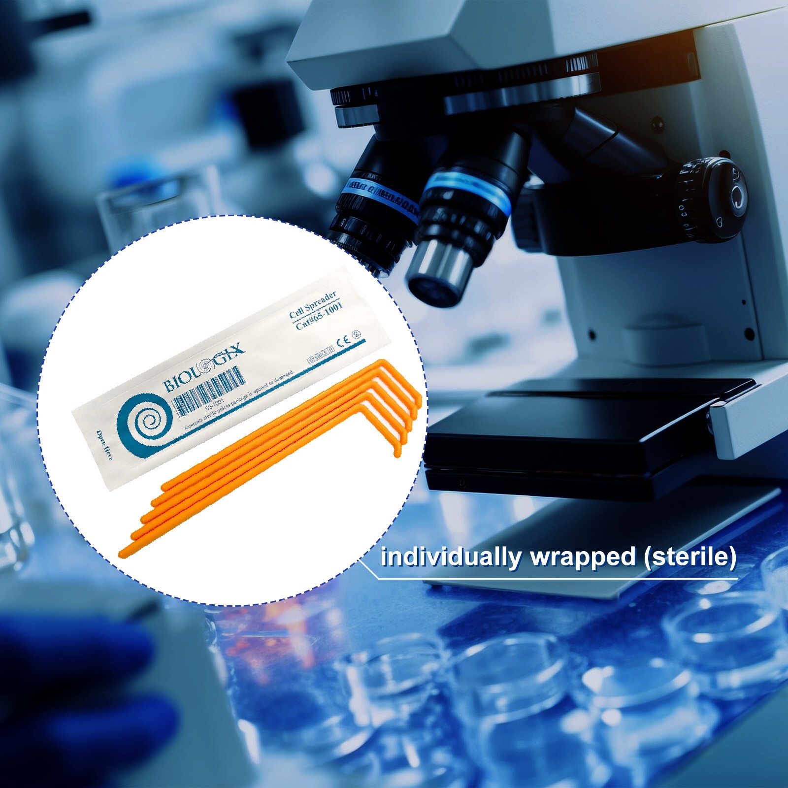 500Ocs Cell Spreaders, Orange, Sterile, individually wrapped