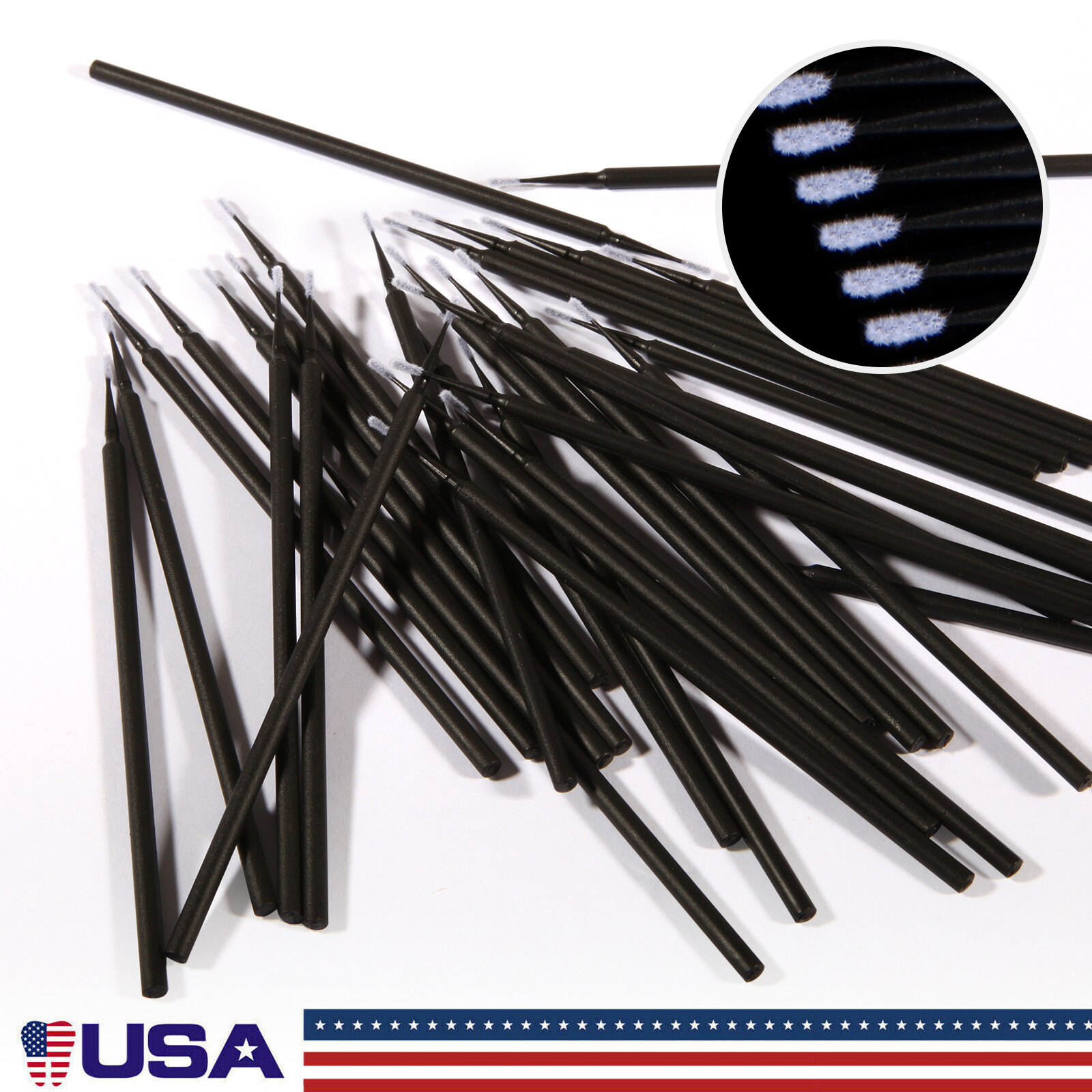 100Pcs Dental Disposable Micro Brush Tooth Applicator Tips Sticks 1.2mm black sl