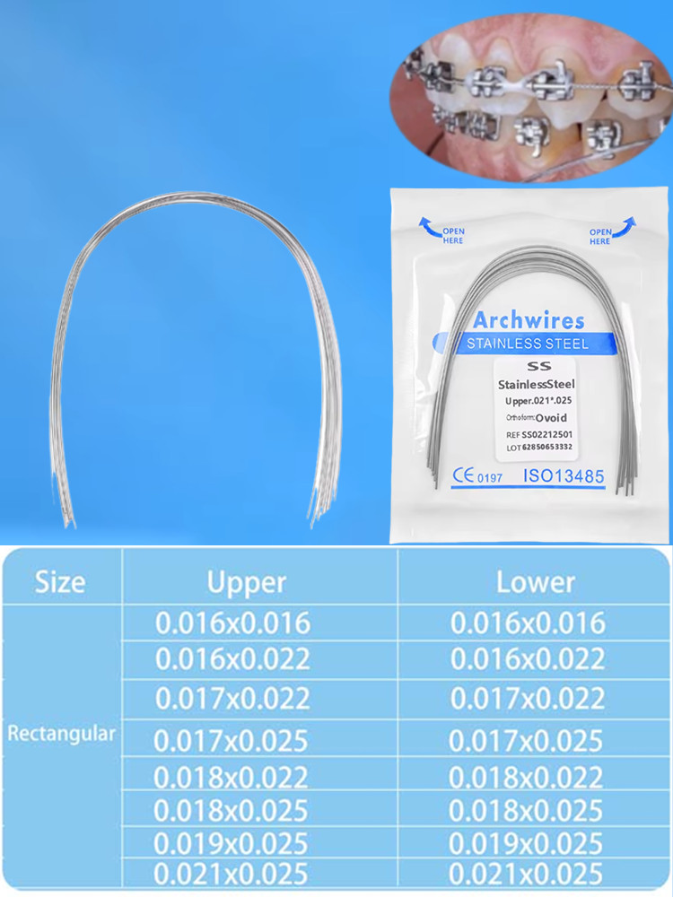 Dental Orthodontic Stainless Steel Wire Rectangular Arch Wires Ovoid 10pcs/pack