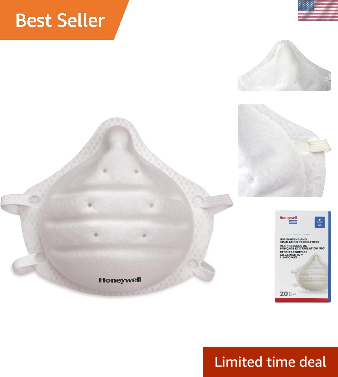 Comfortable NIOSH-Approved N95 Respirator Mask Pack – 20 Masks for Protection