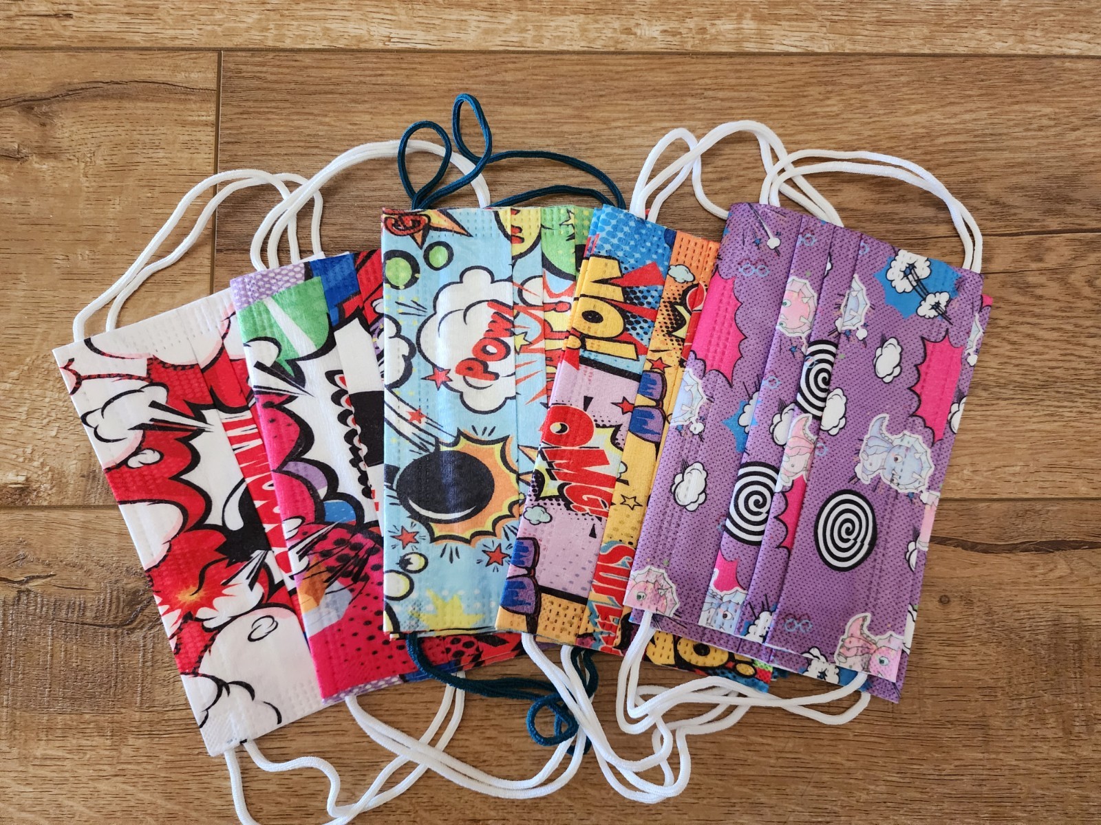 10pcs COLORFUL CARTOON COMICS 3 Layers Breathable Disposable Kids Face Mask 4×6″