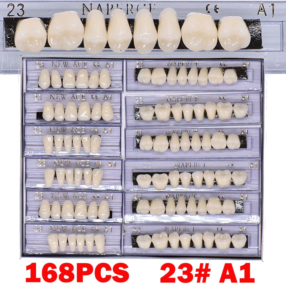 168Pc Dental Acrylic Resin False Teeth 23# Shade A1 Denture Full Upper Lower Set