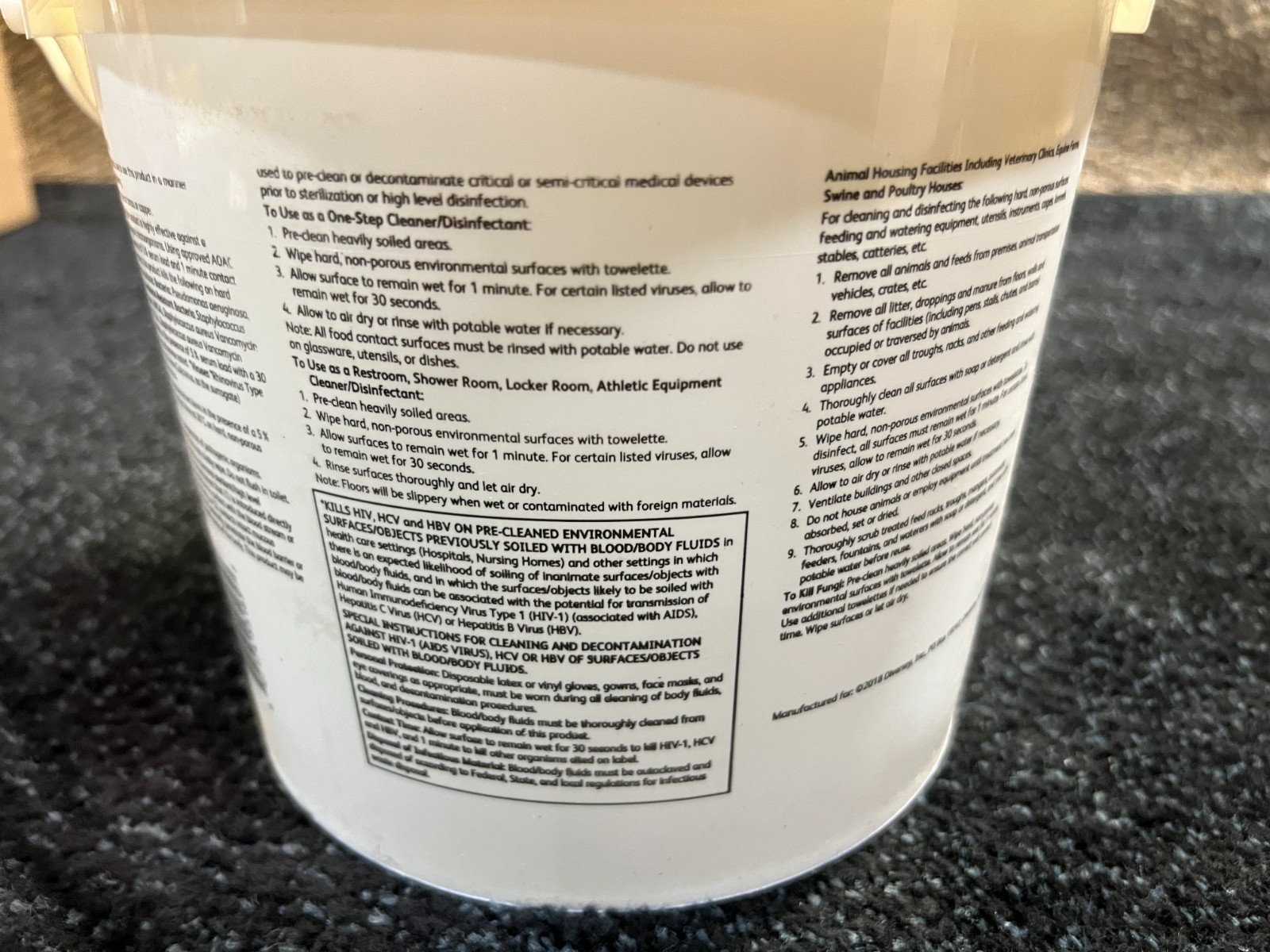 (QTY 480) Diversey 100850924 Oxivir 1 Wipes Big Tub 11″x 12″Unscented Wipes