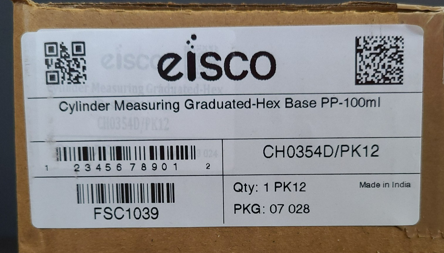 12 Eisco 100ml Plastic Measuring Cylinder Graduated Cylinder for Laboratory Test