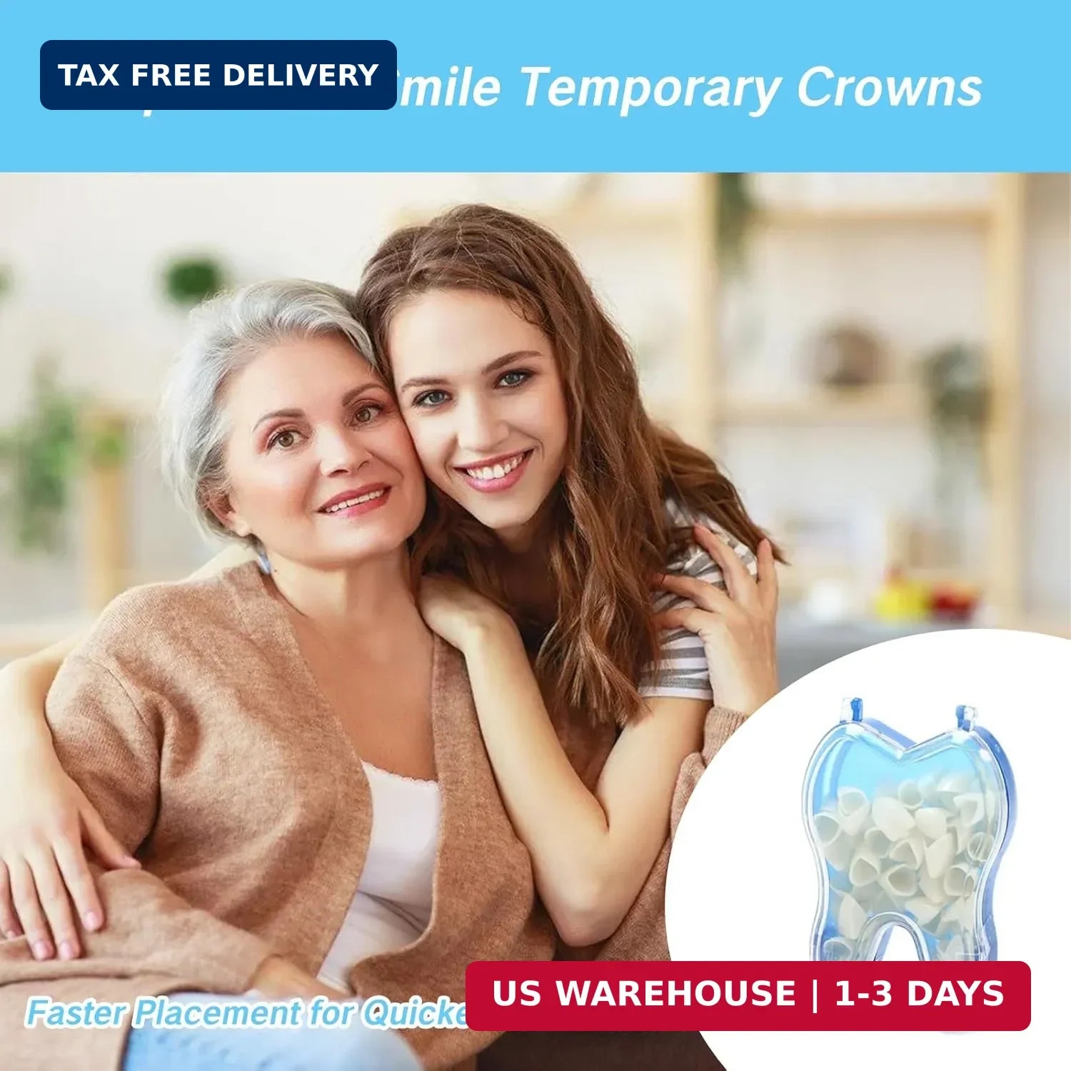 50 Pcs Tooth Caps for Broken Tooth Mixed Sizes Dental Temporary Crown Kit Front
