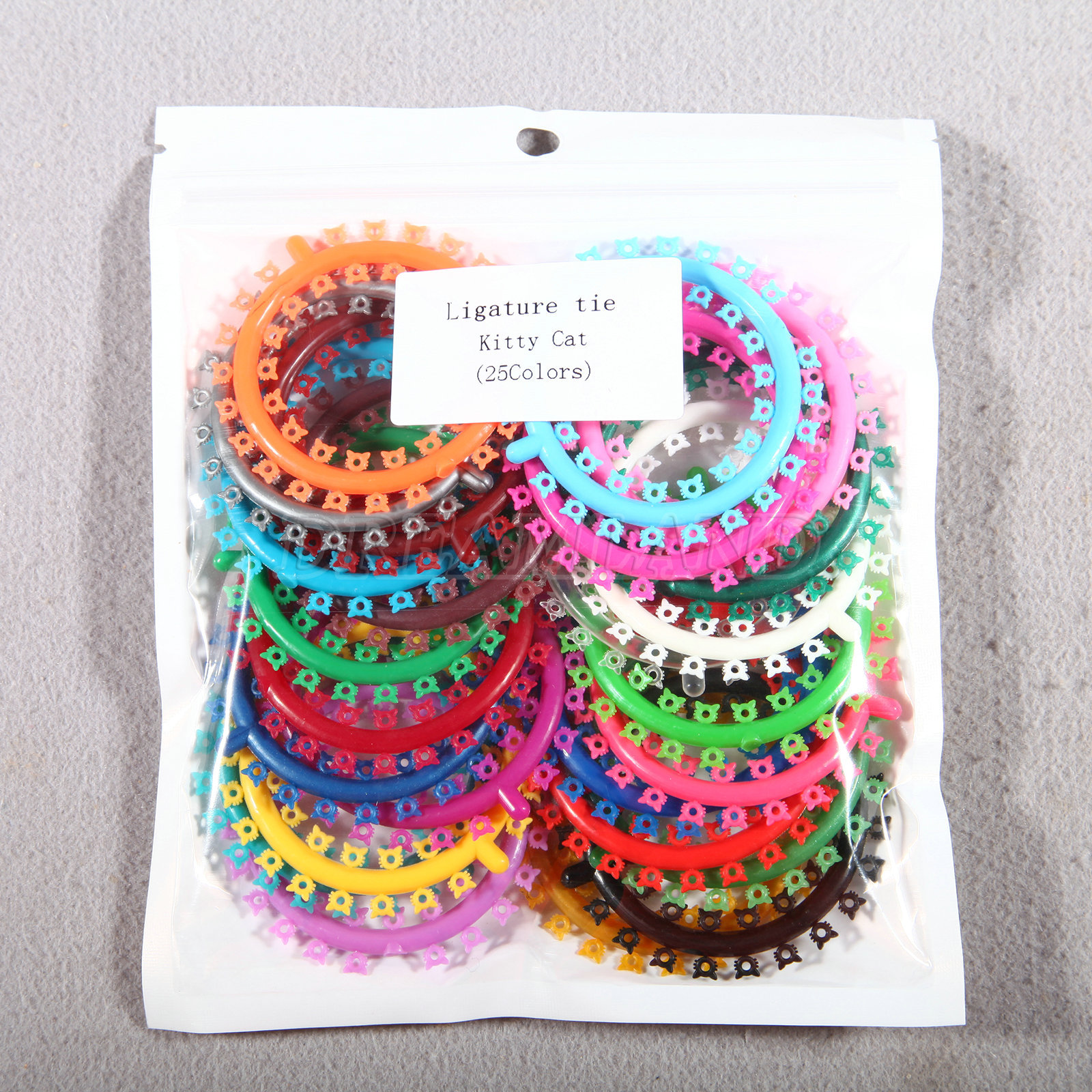 1000 Pcs New Orthodontic Elastic Rubber Multi-Colored Kitty Design Ligature Tie