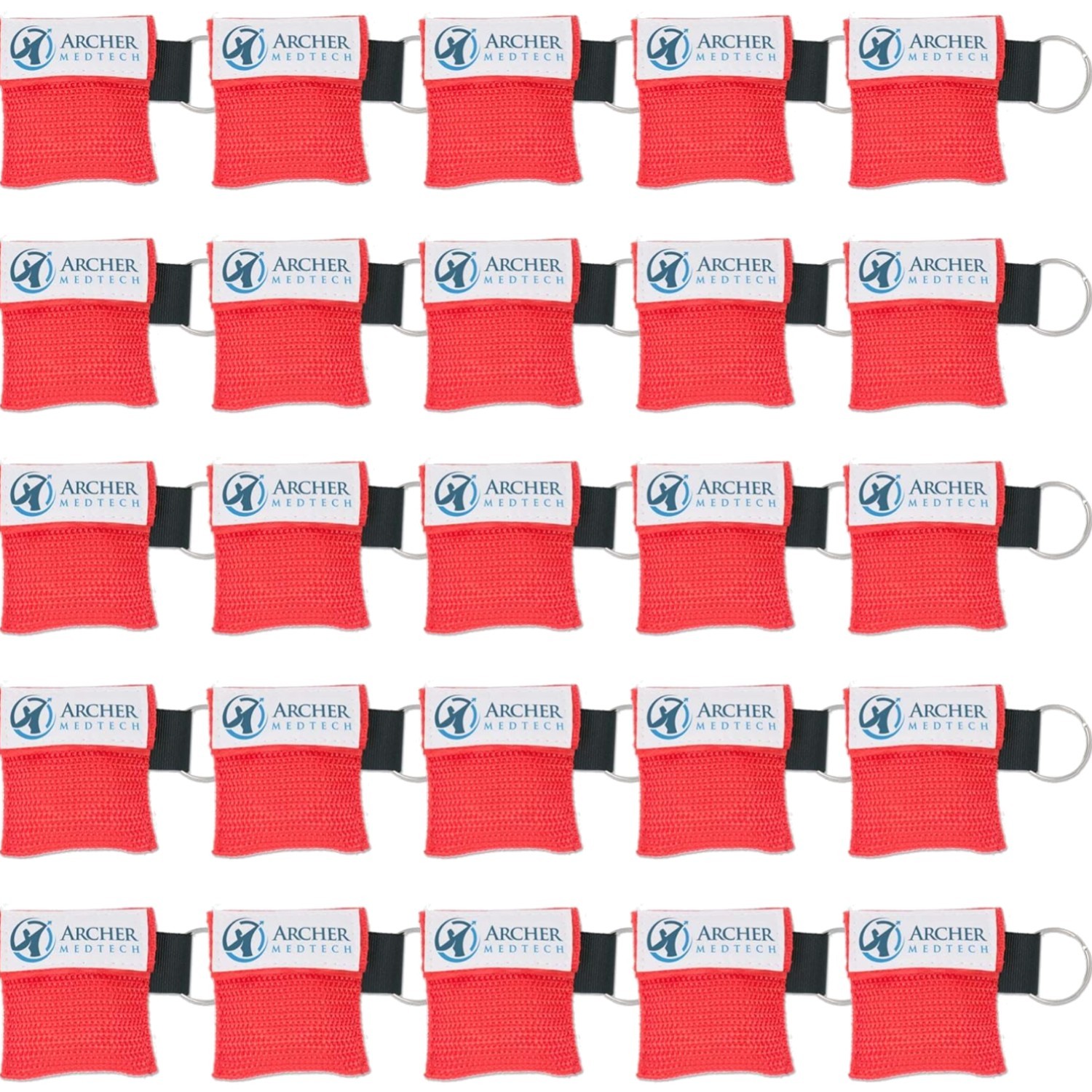 CPR Face Shield Kit Latex-Free Emergency Rescue Barrier Keychain 25-Pack