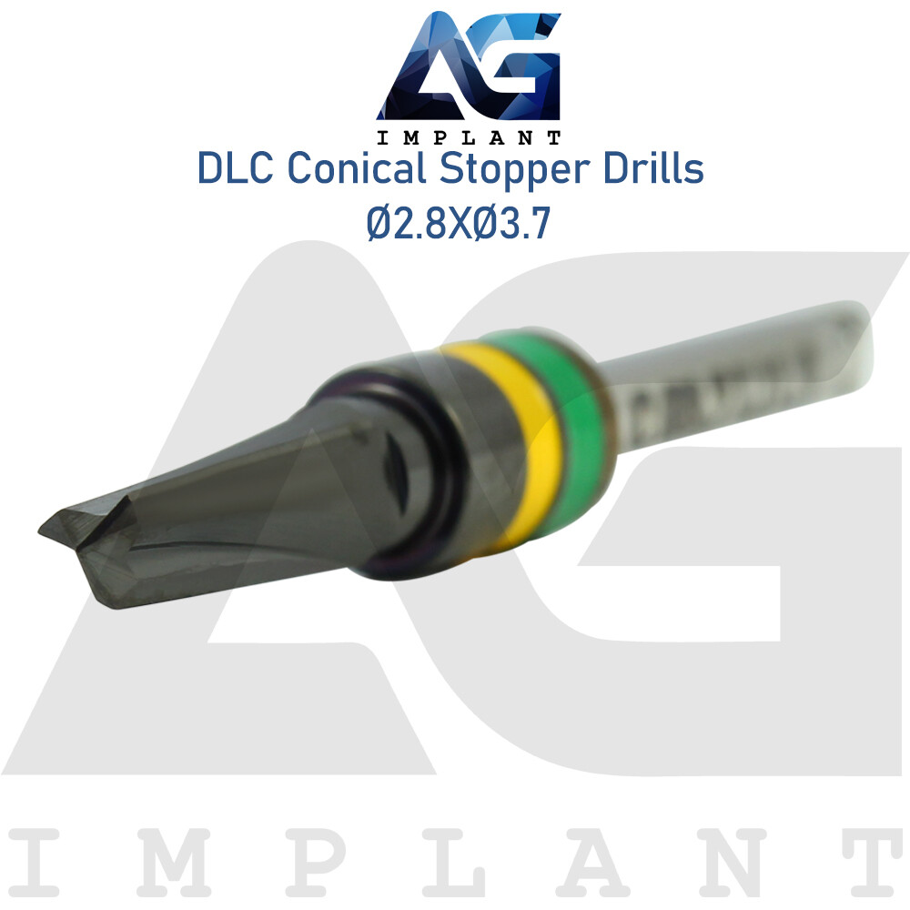 Ø2.8XØ3.7 Integral Stopper DLC Conical Drill External Irrigation Tool Carbon