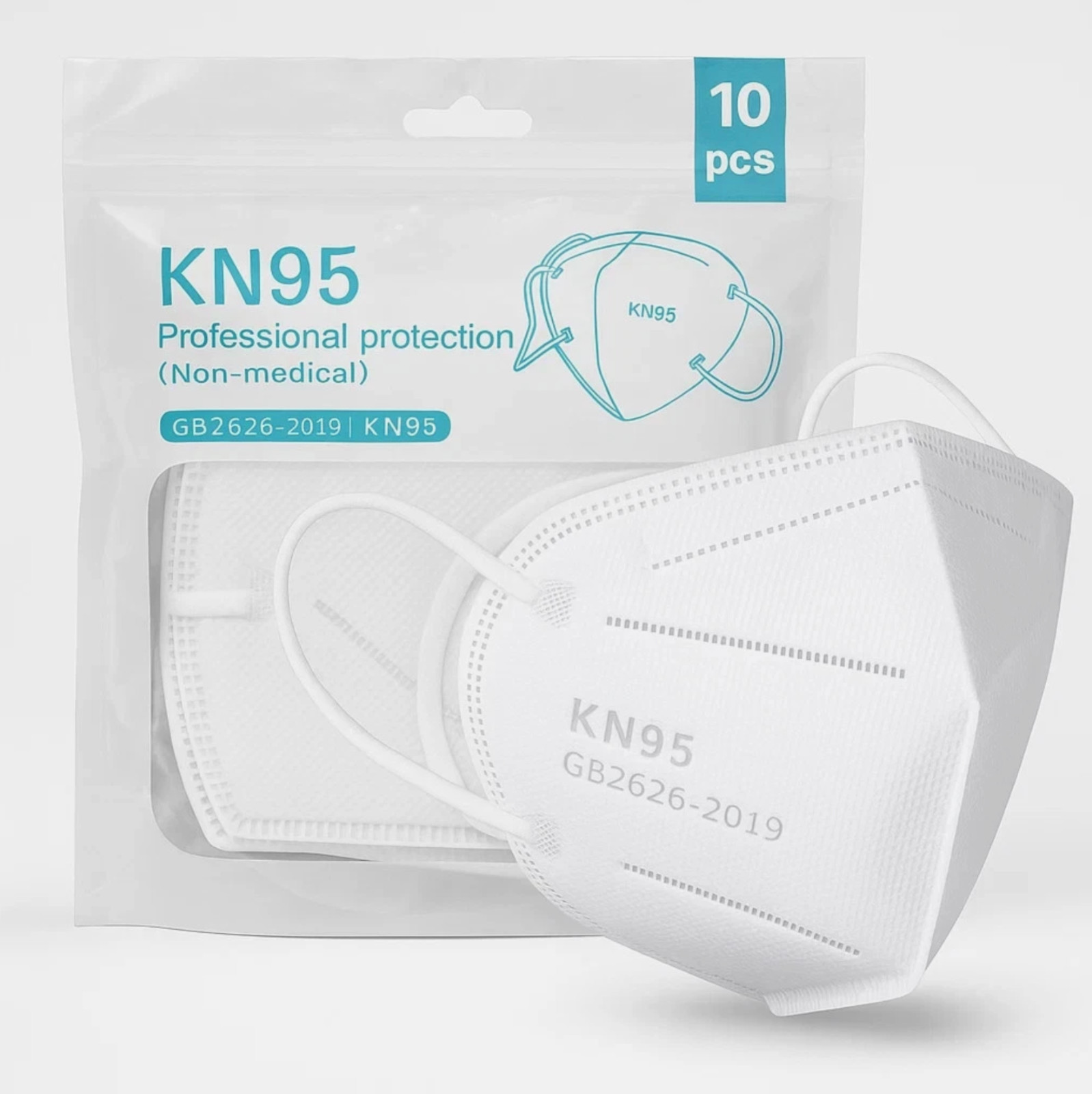 KN95 5-Layer White Protective Face Masks–Disposable Respirators(10/50/100 Packs)