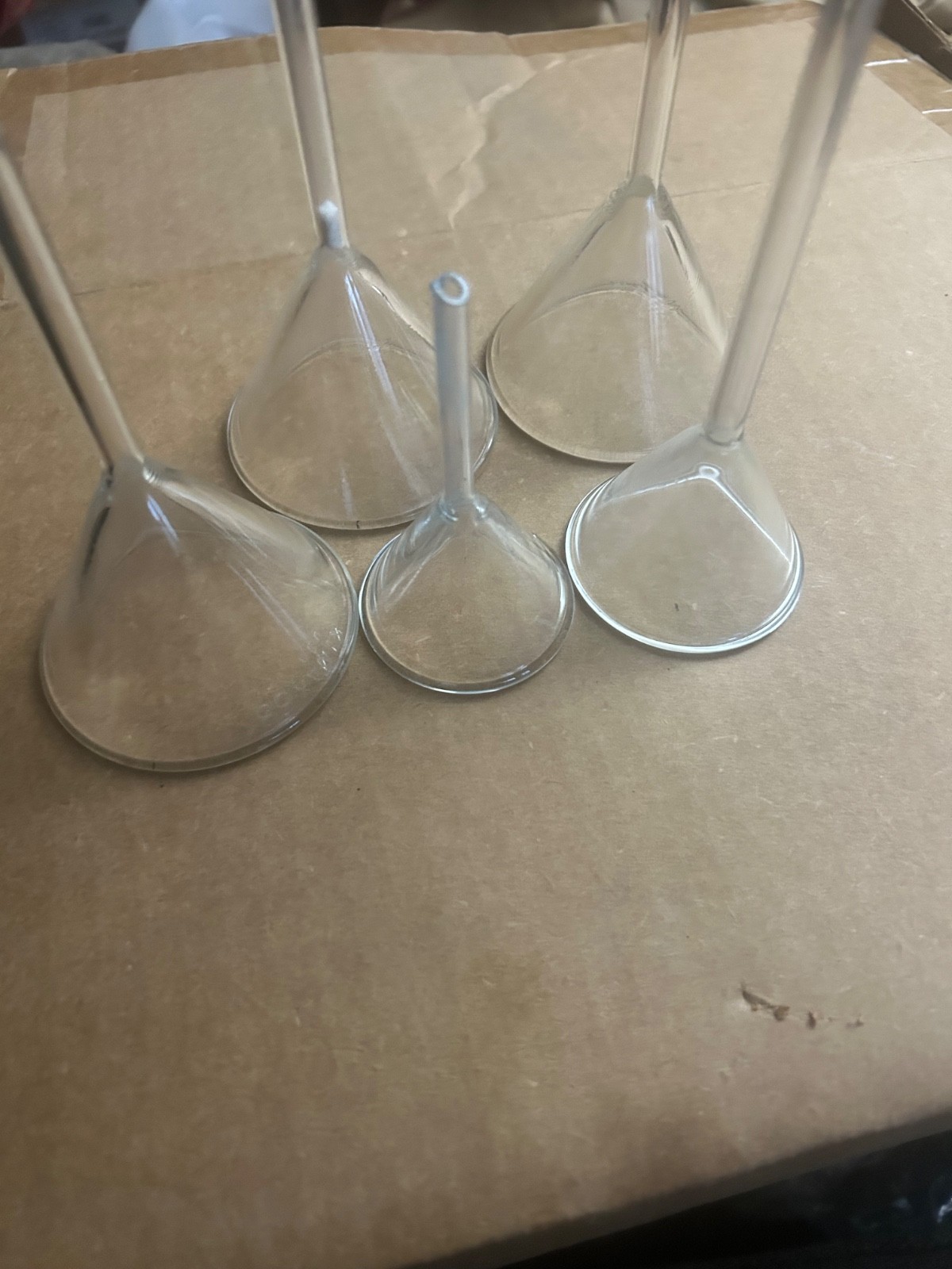Lot of Lab Glass Funnels Scientific Instruments in 3 Mixed Sizes