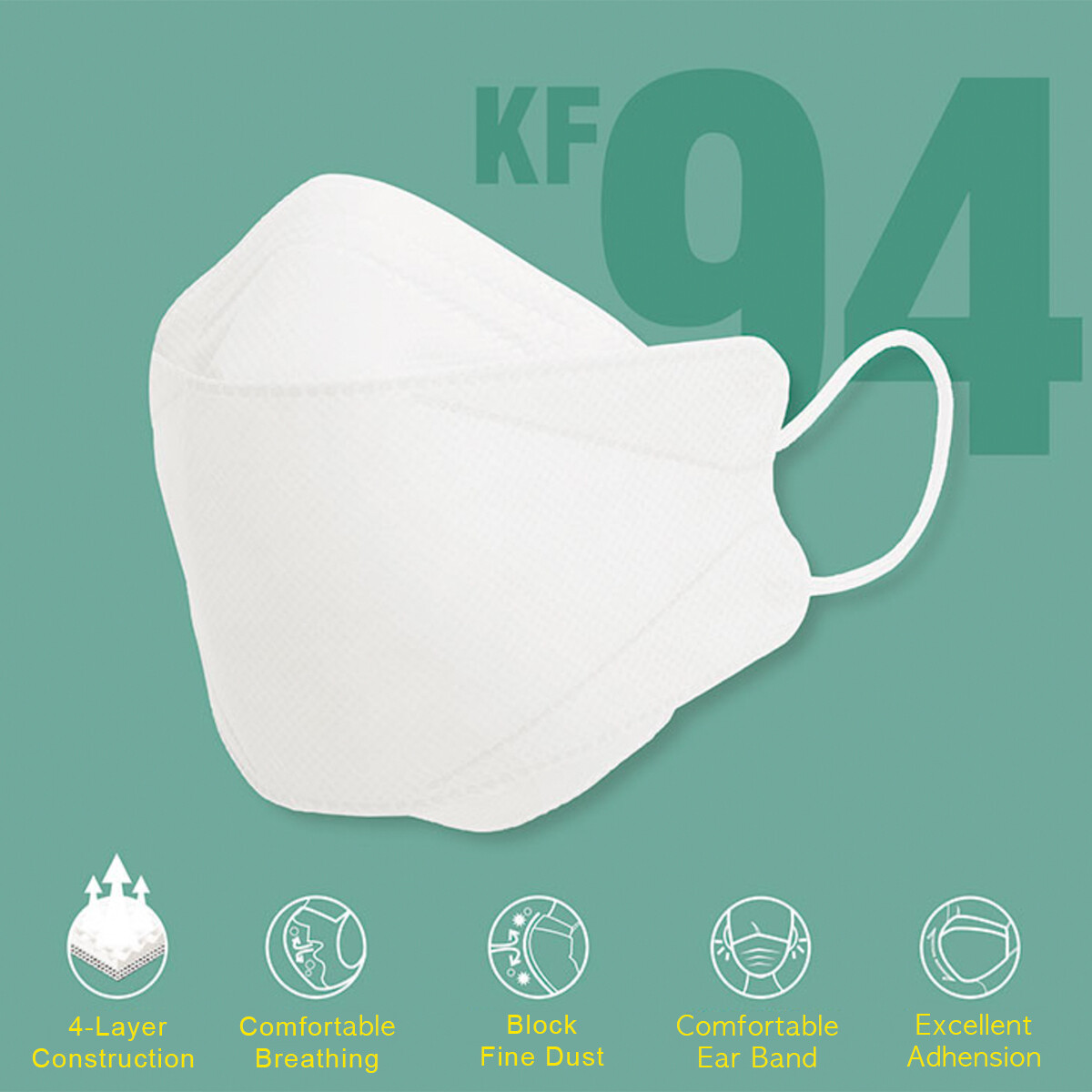 20 PACK! Kids KF94 Green Face Mask Protective Cover Comfortable Breathable
