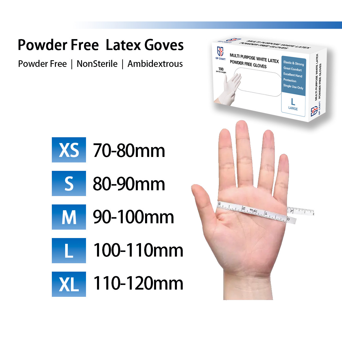 5mil White Latex Gloves, Disposable Powder-Free, Heavy Duty Food Safe Gloves