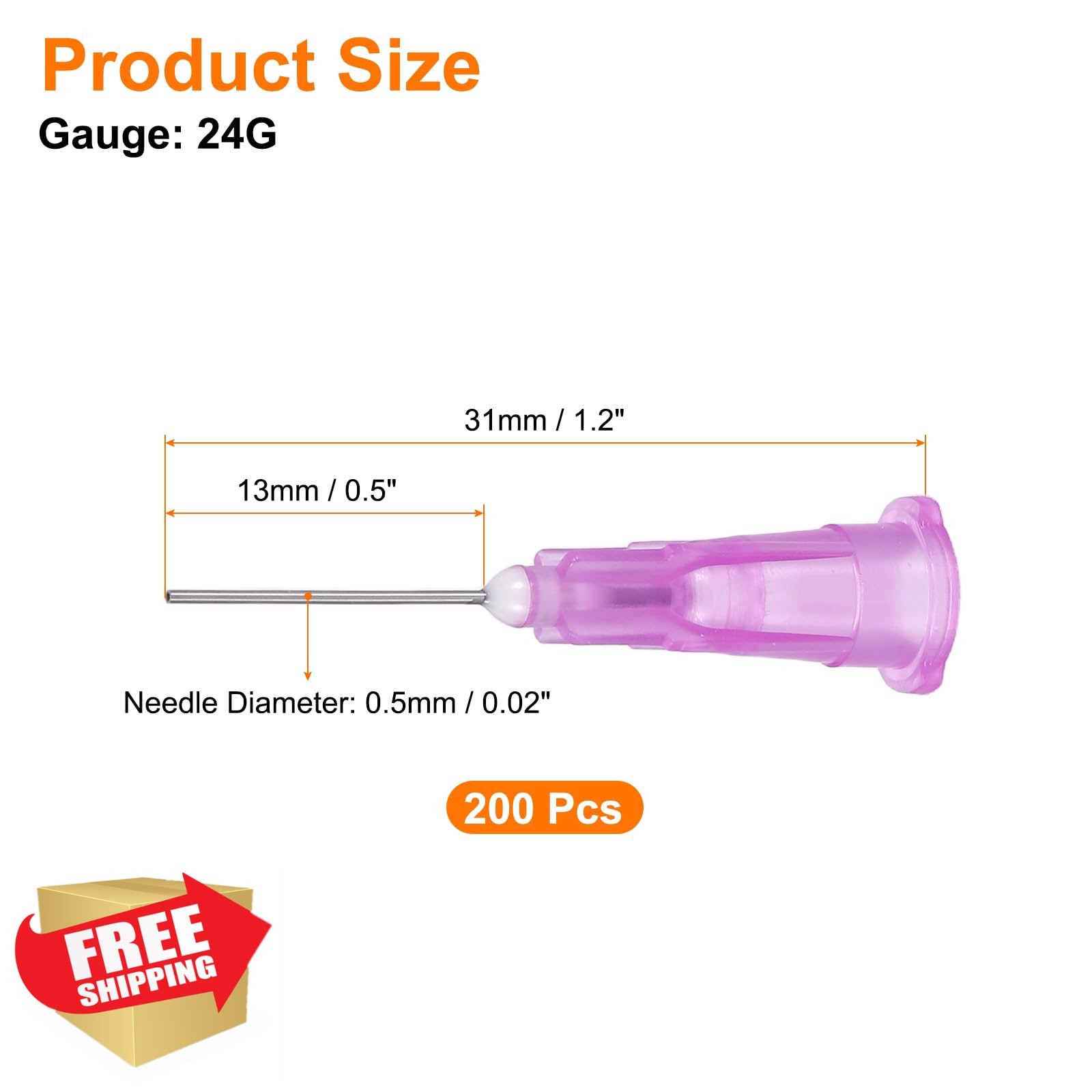 uxcell 200 Pcs 24G x 0.5″ Blunt Needles Purple