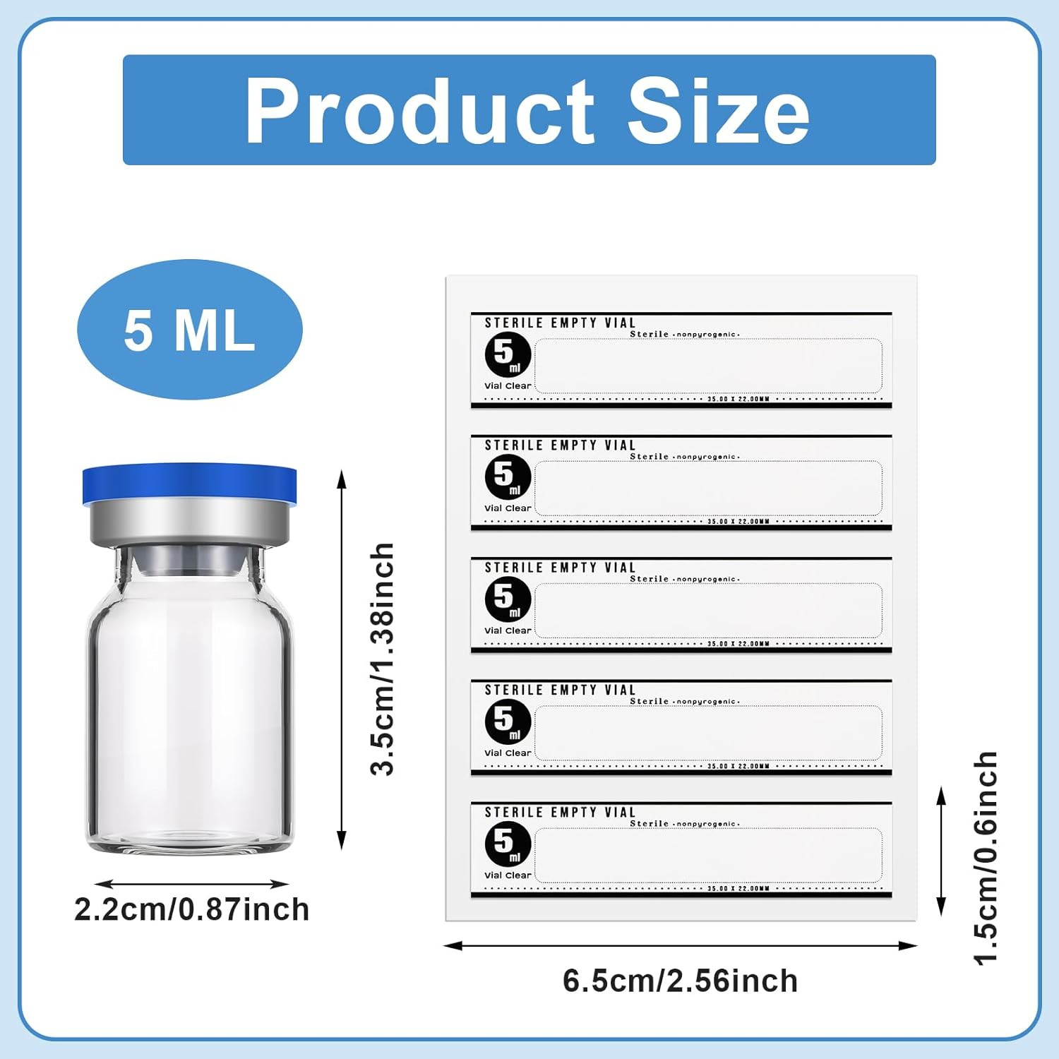 20 Pcs 5Ml Sealed Sterile Empty Vials with Self Healing Injection Port