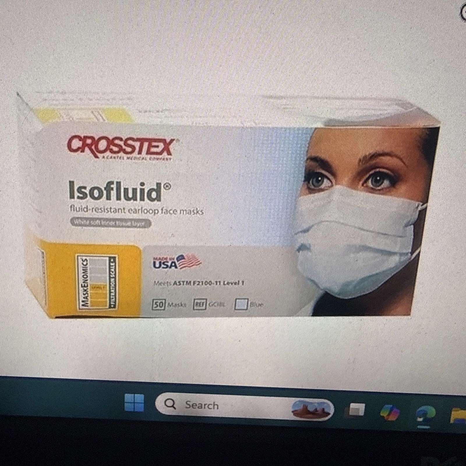 Crosstex Isofluid Earloop Face Mask. 10 Boxes Of 50 Per Case Or 500 Masks