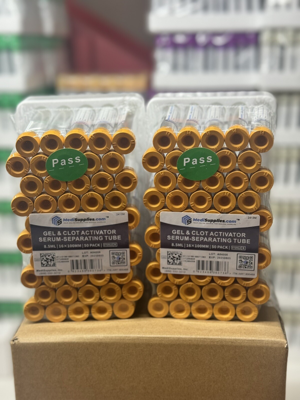 200 Pcs/2 Racks Vacuum Gel Tubes SST, Tiger top, 16x100mm 8.5mL, EXP 10/2025