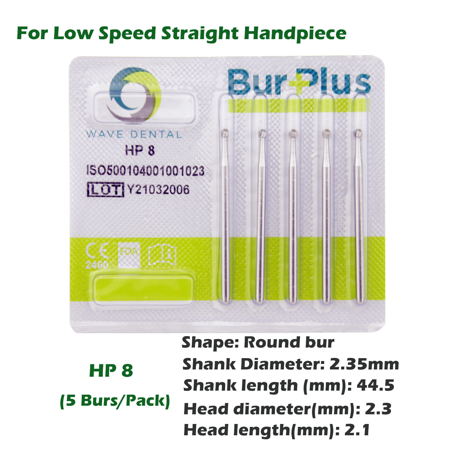 Wave Dental Carbide Straight Handpiece Burs 44.5mm Round HP1/4 1/2 2 4 6 8 10
