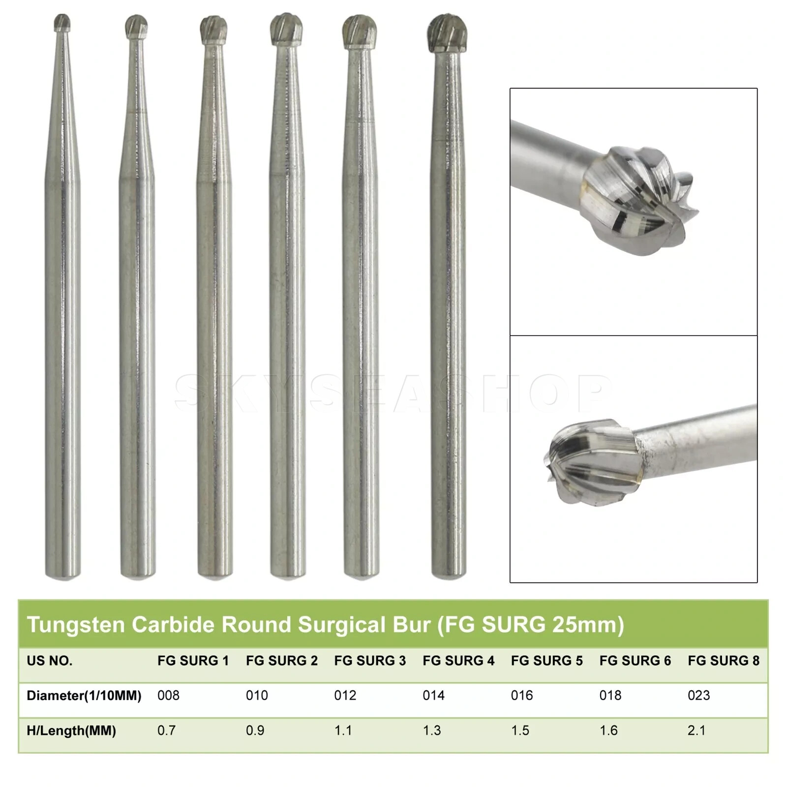 Dental Surgical Burs Round Long 2 3 4 5 557 330 Carbide Bur 25mm High Speed FG