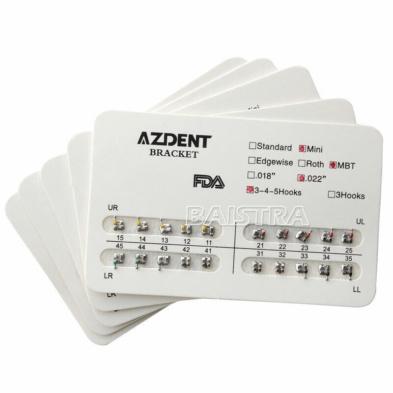 AZDENT Dental Orthodontic Bracket Braces Mini MBT 022 3-4-5 Hooks 20Pcs/Pack