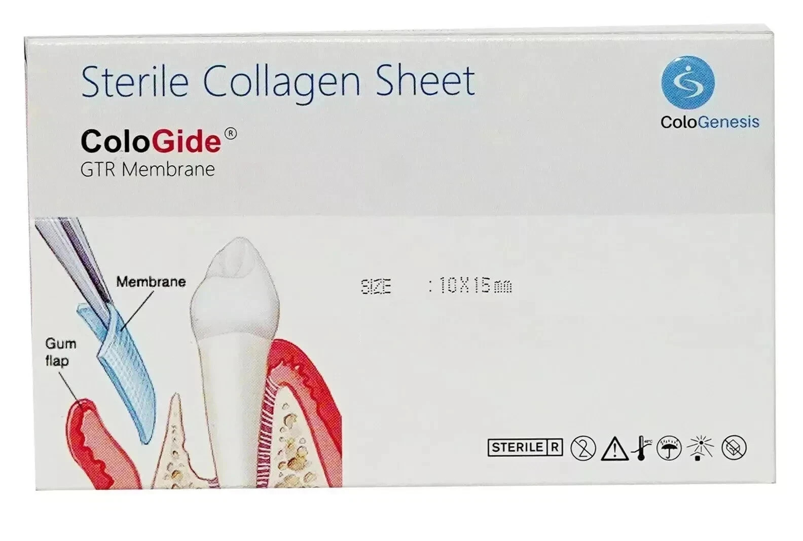 Dental Pack Of 5 New Colo Gide Sterile Collagen Sheet GTR Membrane 10 x 15mm