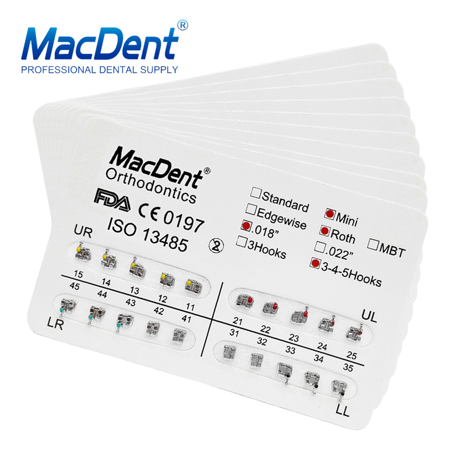 MacDent Dental Orthodontic Metal Brackets Braces Mini/Standard Roth/MBT 022/018