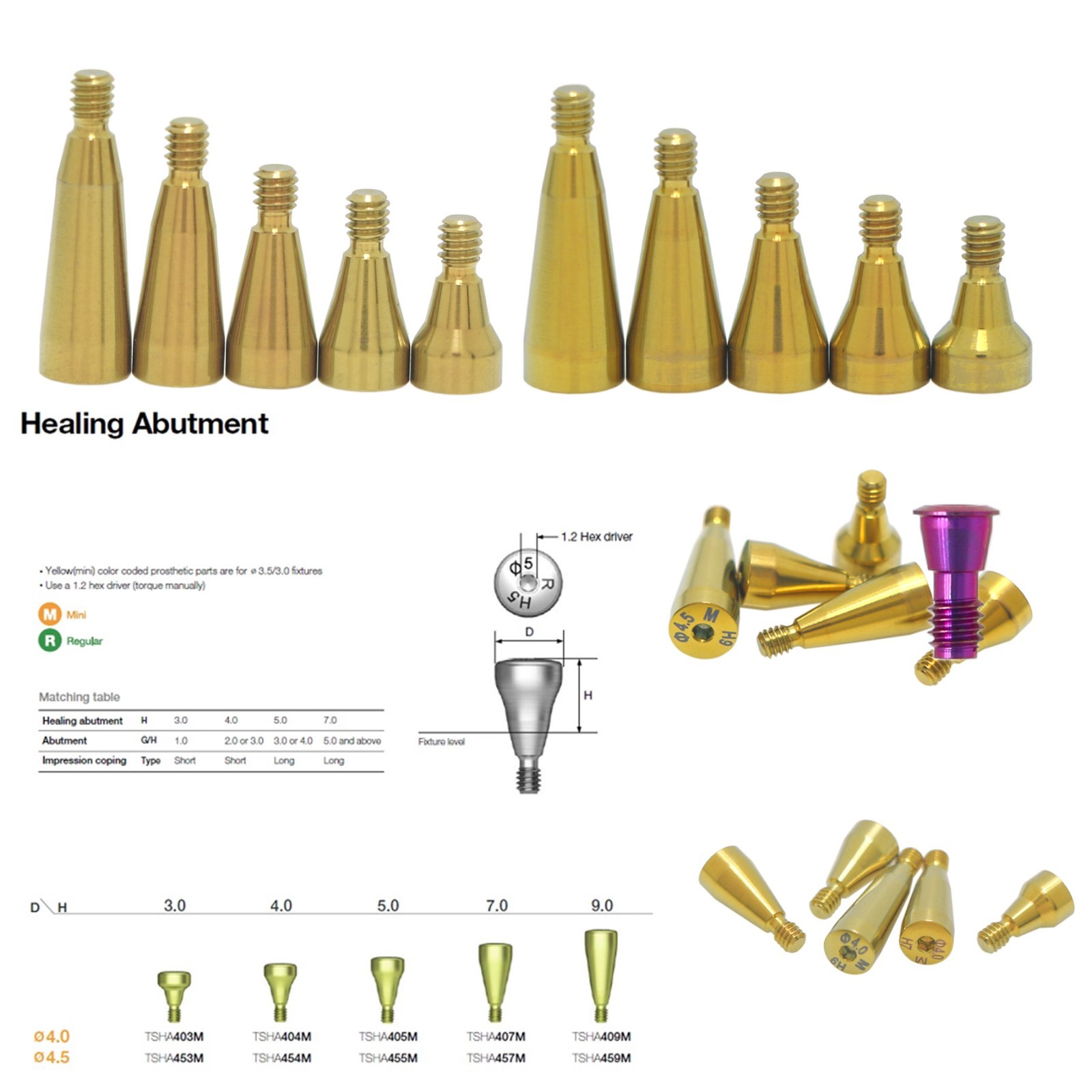 5Pcs US Dental Healing abutment Cap compatible with Osstem TS Mini/Regular Hex