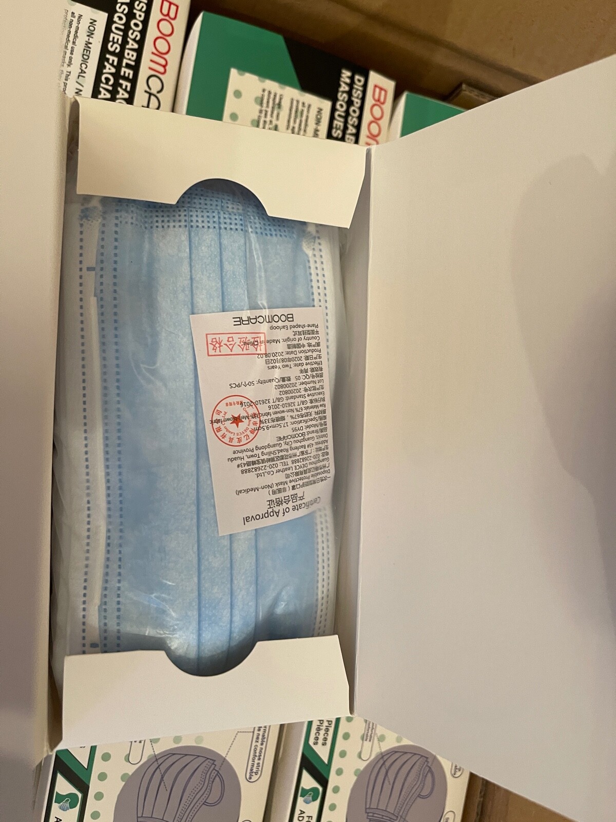 Boomcare Blue Disposable Face Masks Non Woven Thick 3-Layers 2000 Pack