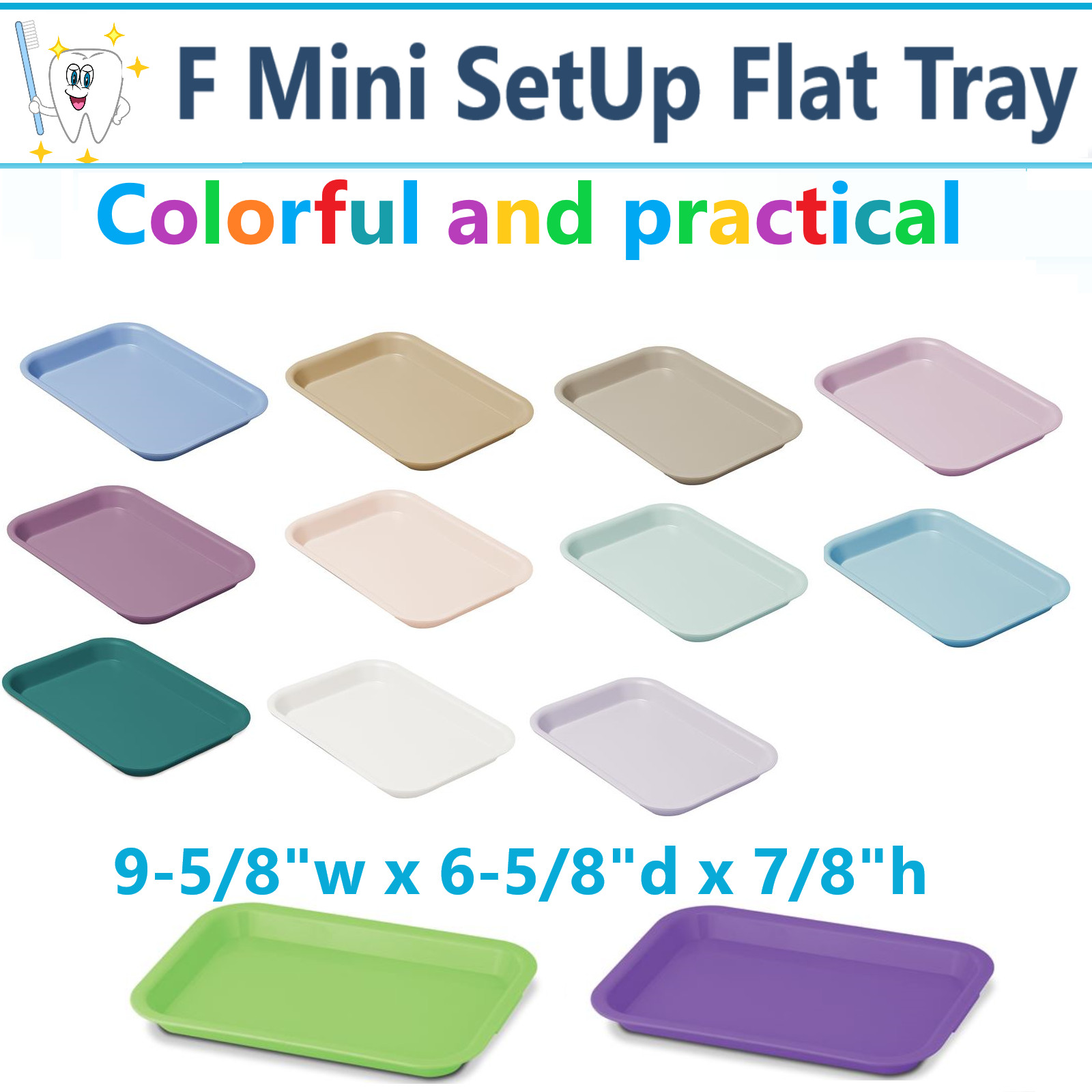 Dental Flat Set-Up Tray Size F (Mini) Autoclavable Instrument Procedure F Trays