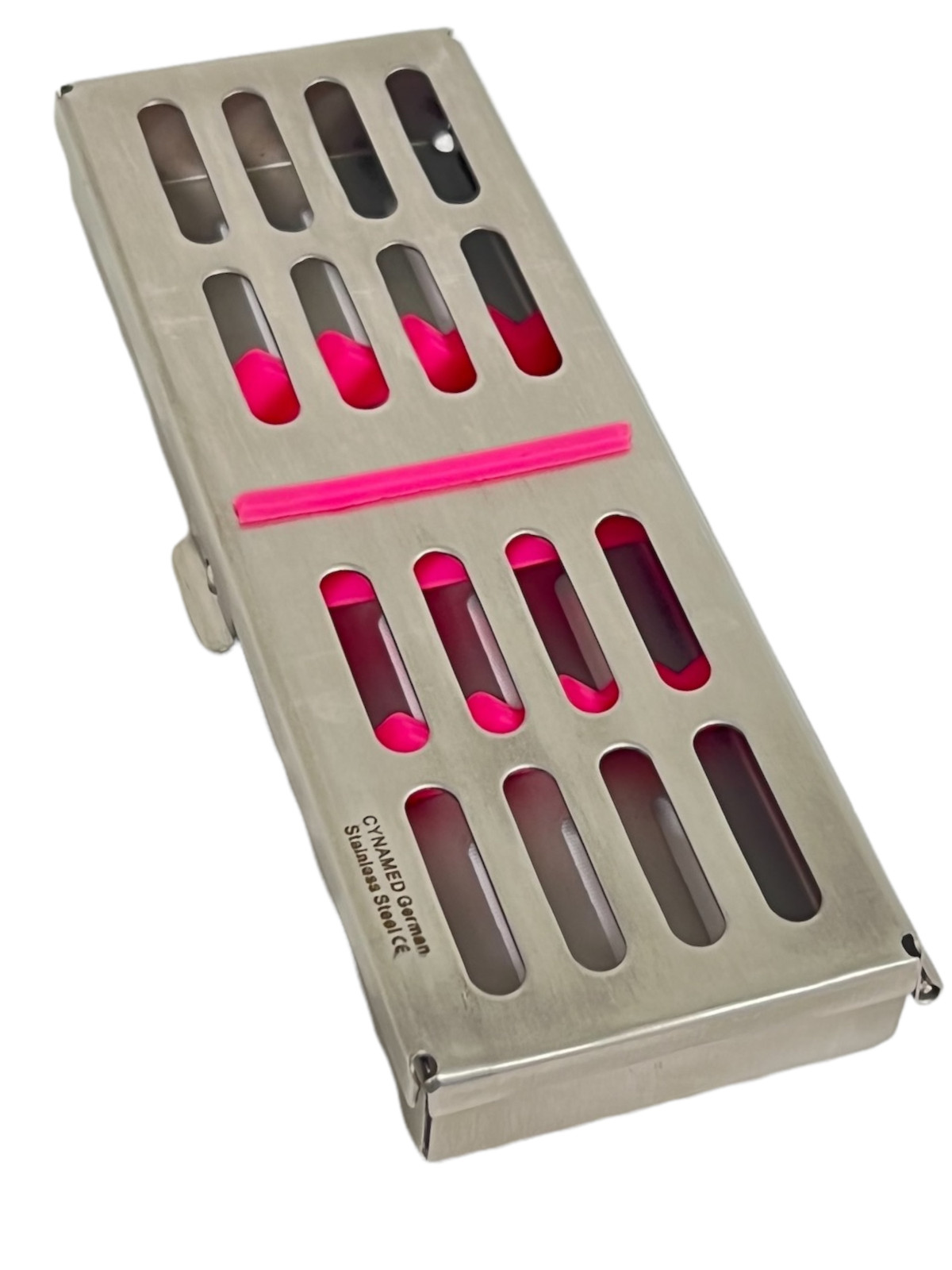 Pink Silicone Sterilization Cassette German Stainless 7″x2.5″x0.75″ Dental & Med