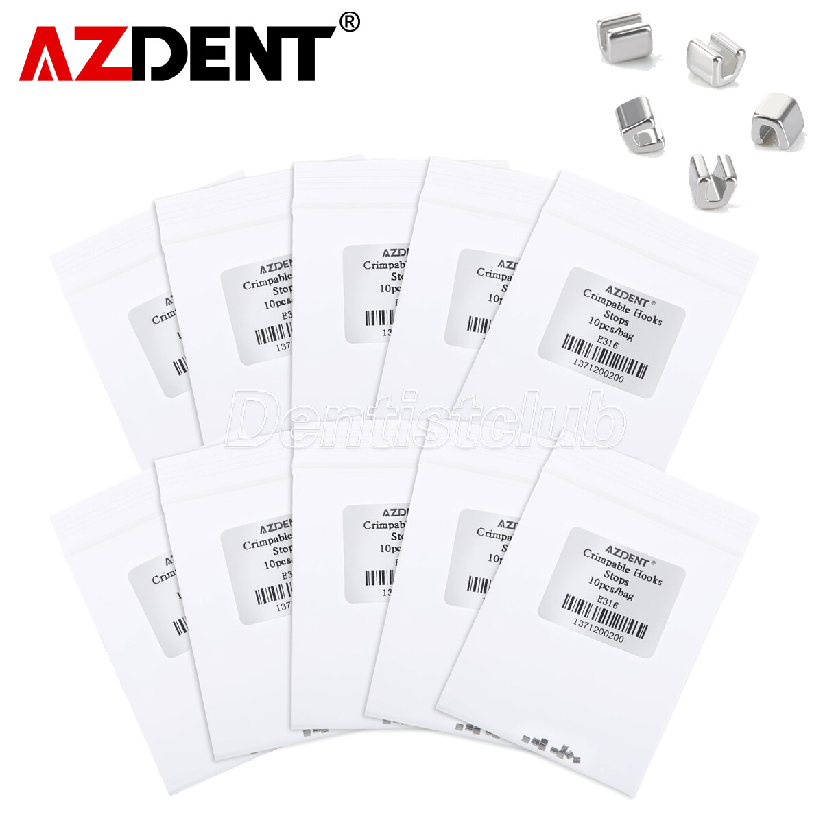 100pcs AZDENT Dental Orthodontic Crimpable Hooks Stops Type 10pcs/pack