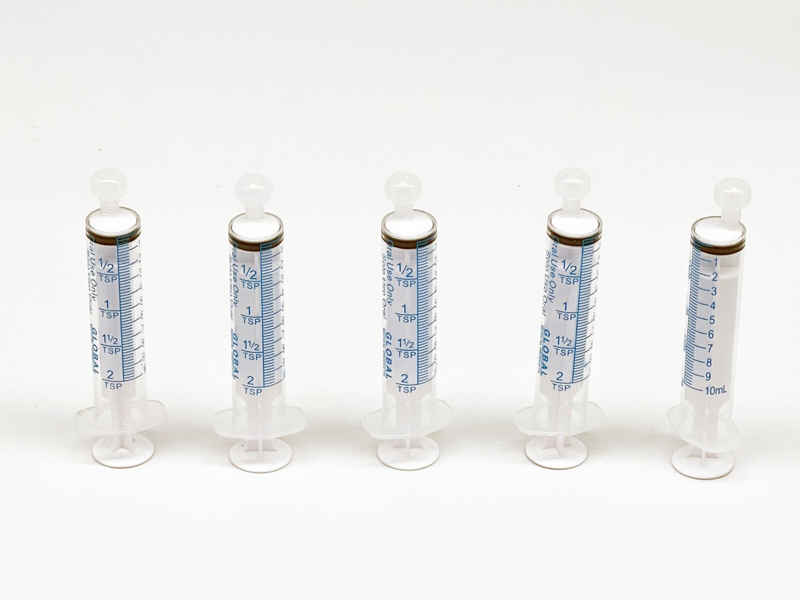 10cc ULTRA-FLO ORAL Syringes 10ml non-Sterile Syringe/W-CAP -2 Teaspoon -5 Pack