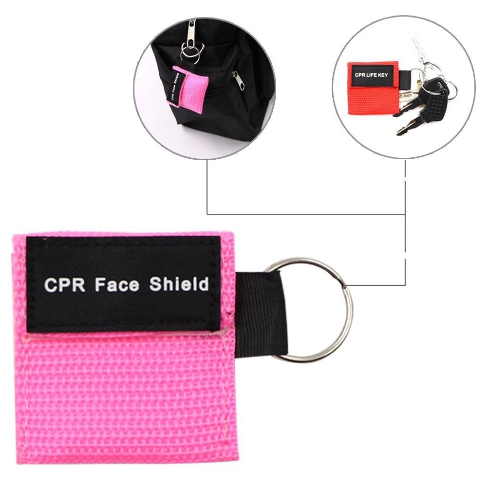LSIKA-Z 10pcs CPR Face Shield Mask Keychain 10 Count (Pack of 1), Red-10
