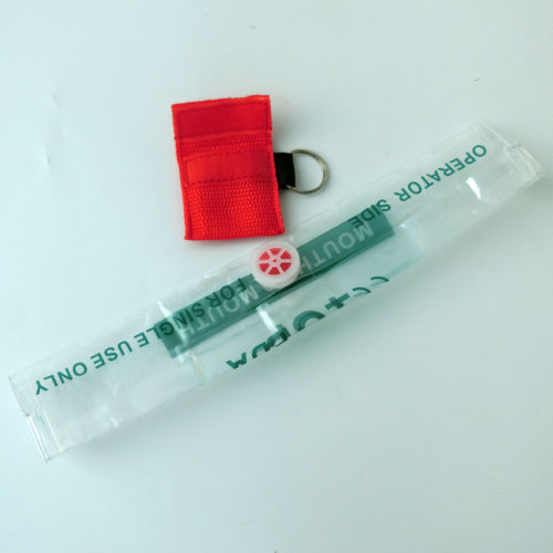 100 pcs CPR MASK WITH KEYCHAIN CPR FACE SHIELD AED FIRST AID TRAINING Red