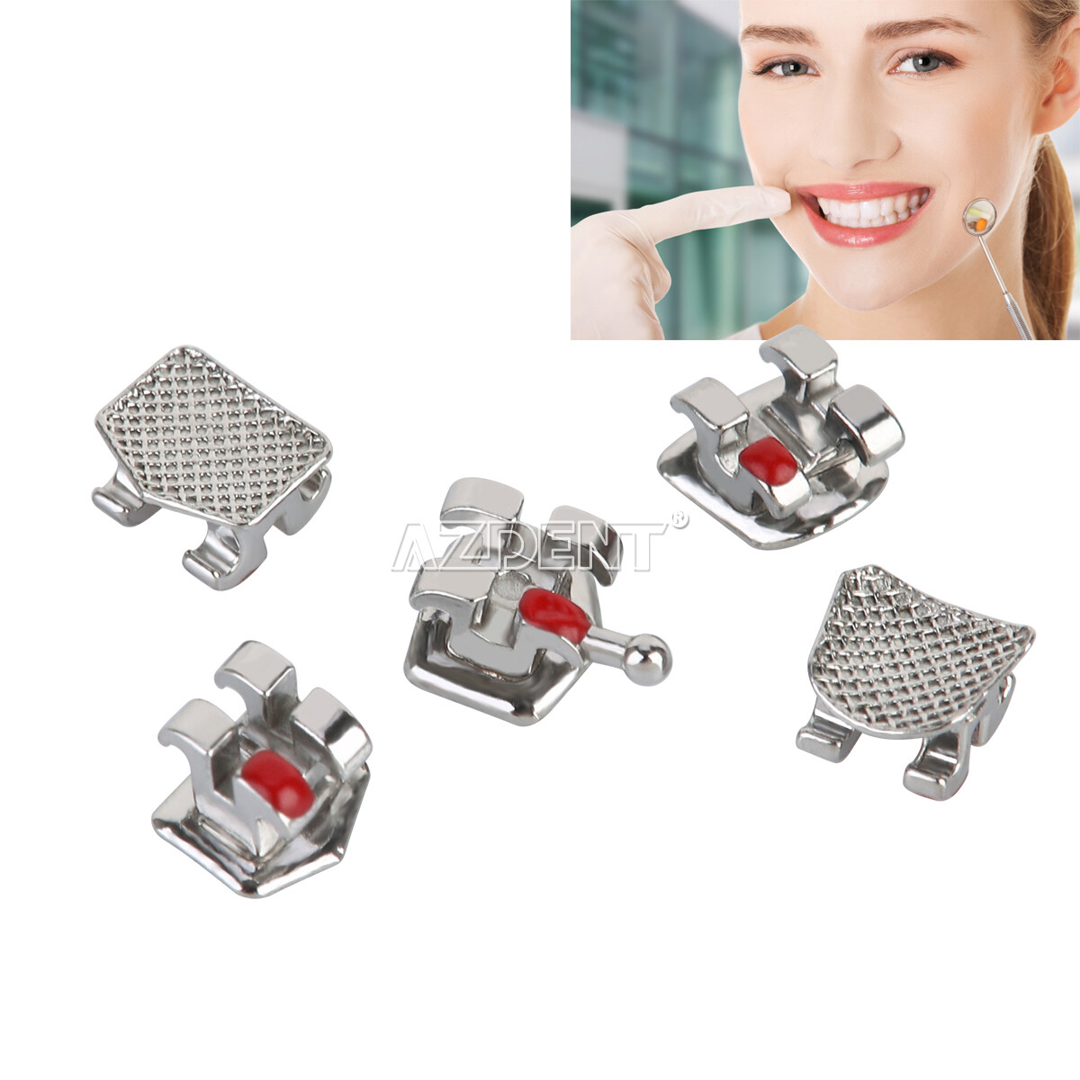 AZDENT Dental Orthodontic Brackets Metal Braces Mini Roth MBT Slot 0.022 3Hook