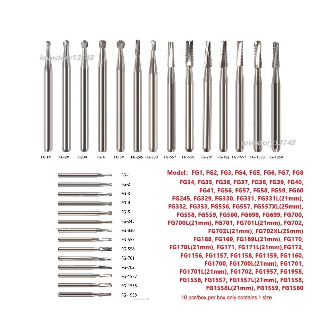 Dental FG Burs High Speed Handpiece Round Friction Grip Tungsten Carbide Steel