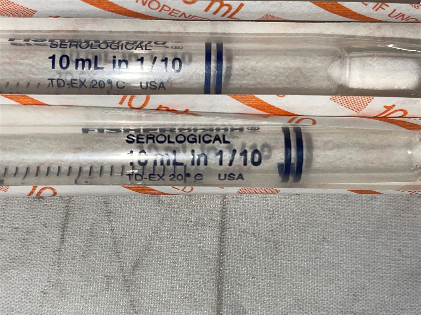 LOT of 40 NEW 10mL 1/10mL Serological Pipets FISHERBRAND